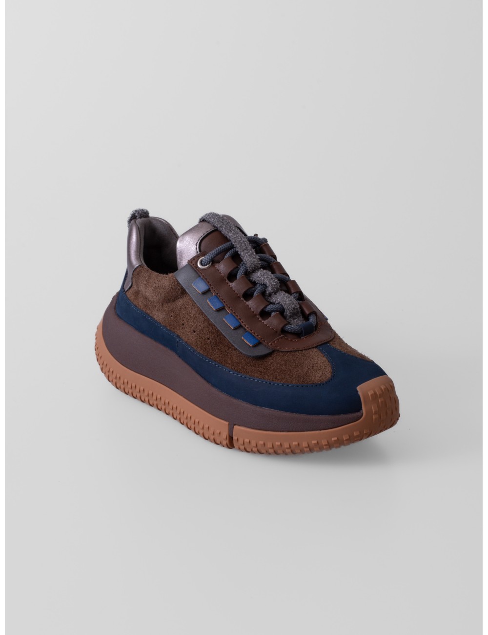 Sneakers Kapok Pinto 4CCCCEES en marrón chocolate gris metalizado y azul marino
