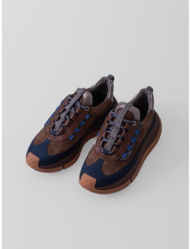 Sneakers Kapok Pinto 4CCCCEES en marrón chocolate gris metalizado y azul marino