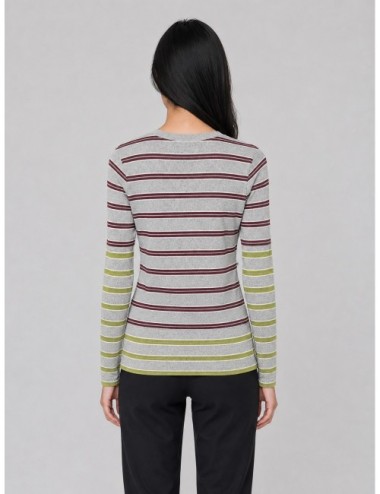 Top GANNI Long-sleeve Double Stripe gris