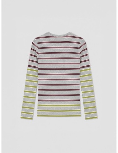 Top GANNI Long-sleeve Double Stripe gris