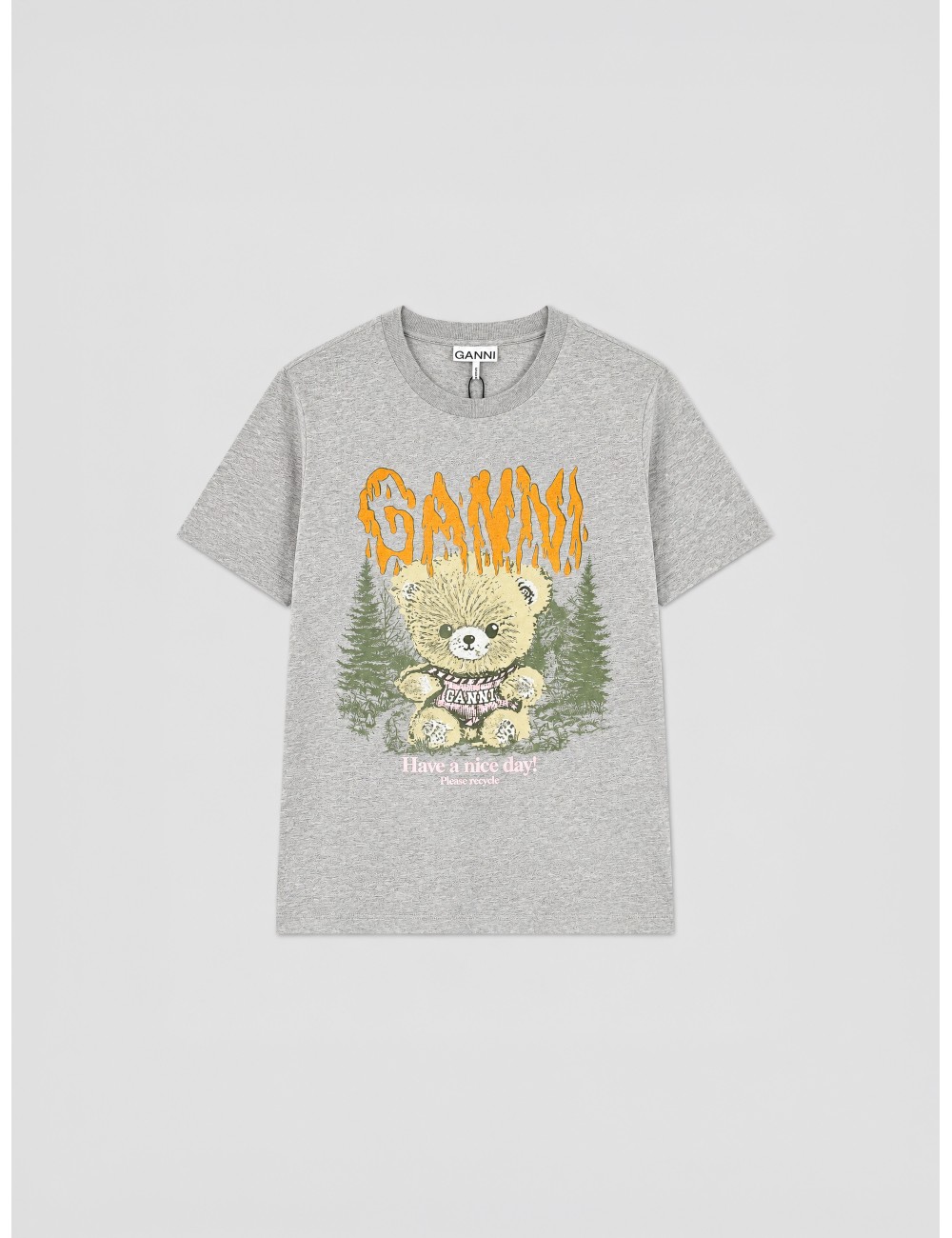 Camiseta GANNI Forest Teddy gris