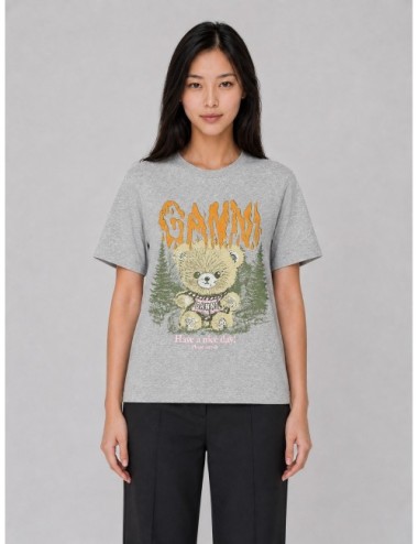 Camiseta GANNI Forest Teddy gris