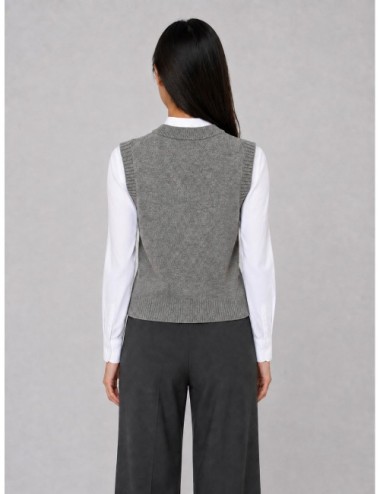 Chaleco de punto GANNI Knit Vest with Flowers gris