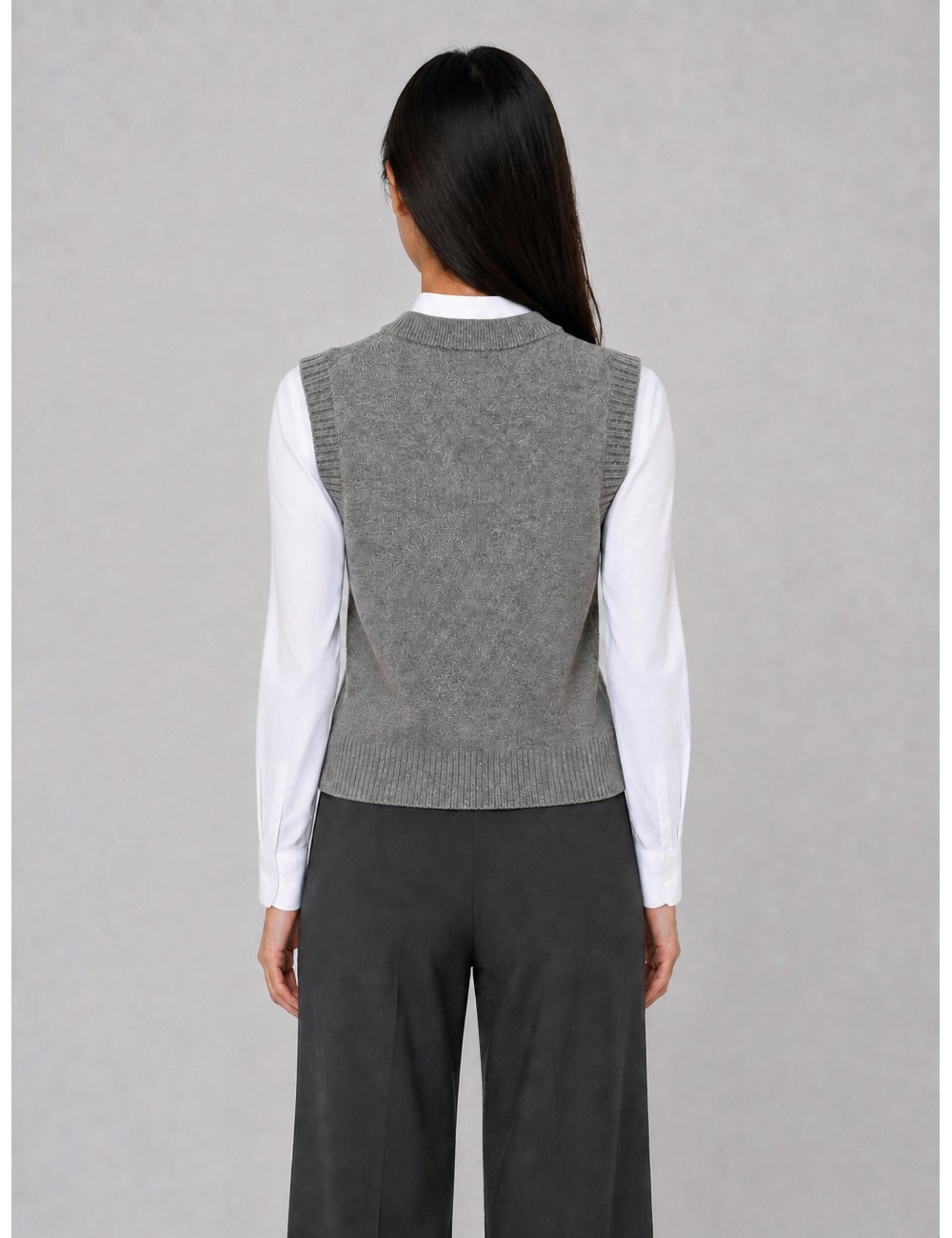 Chaleco de punto GANNI Knit Vest with Flowers gris