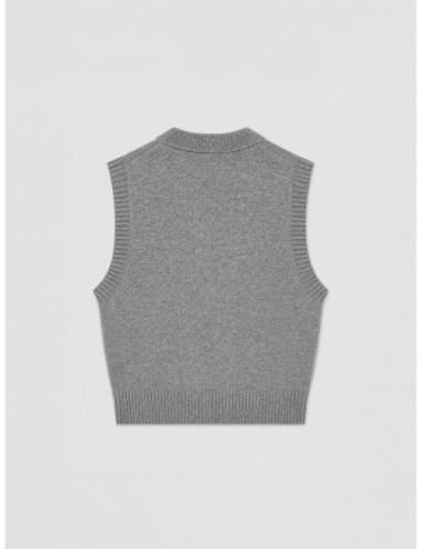 Chaleco de punto GANNI Knit Vest with Flowers gris