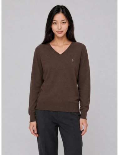 Jersey Polo Ralph Lauren Wool V-Neck marrón