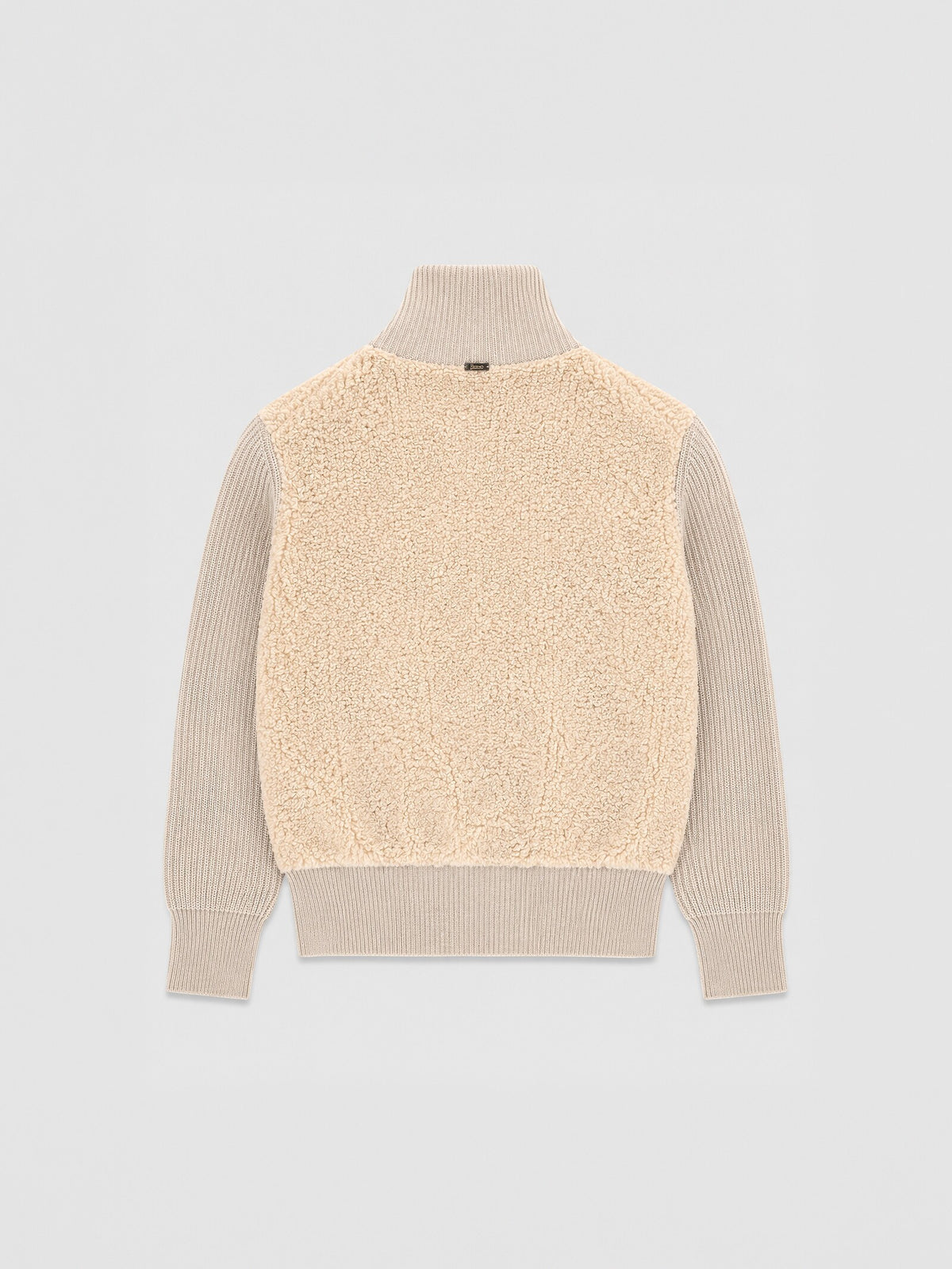 Cardigan Resort de punto acanalado con panel boucle