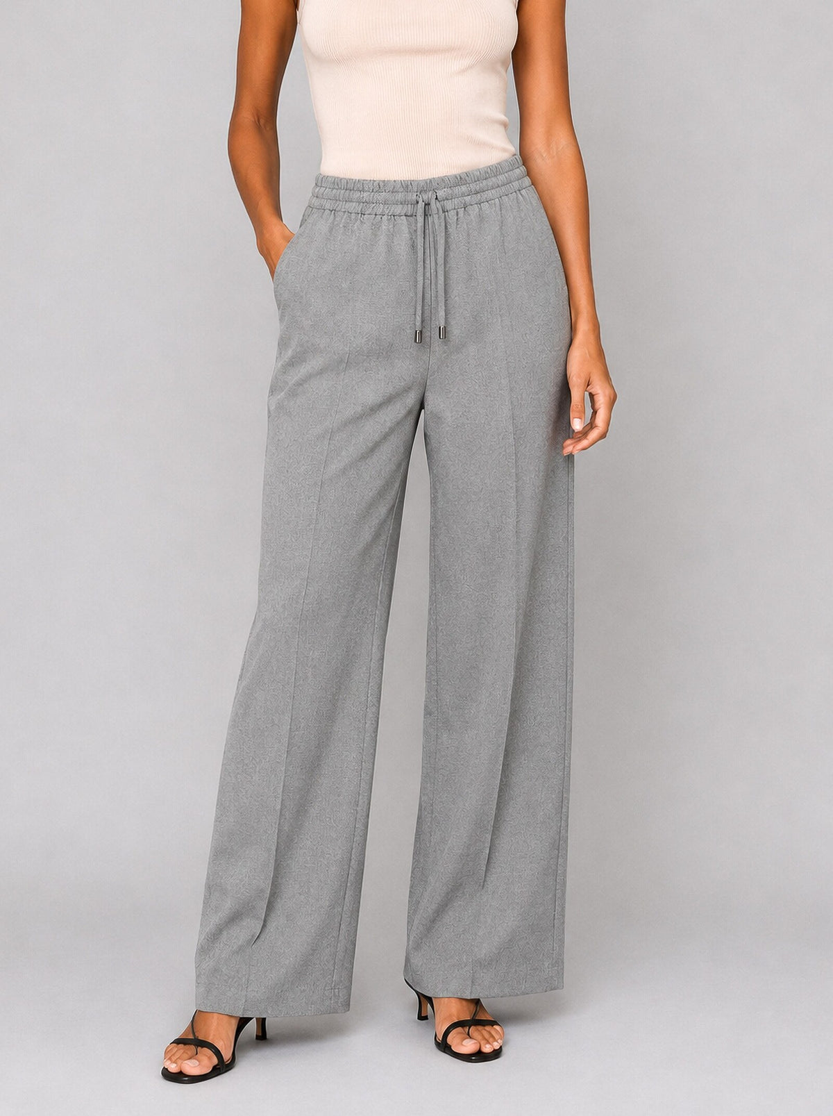 Flannel Pants with Elastic Waistband and Drawstring