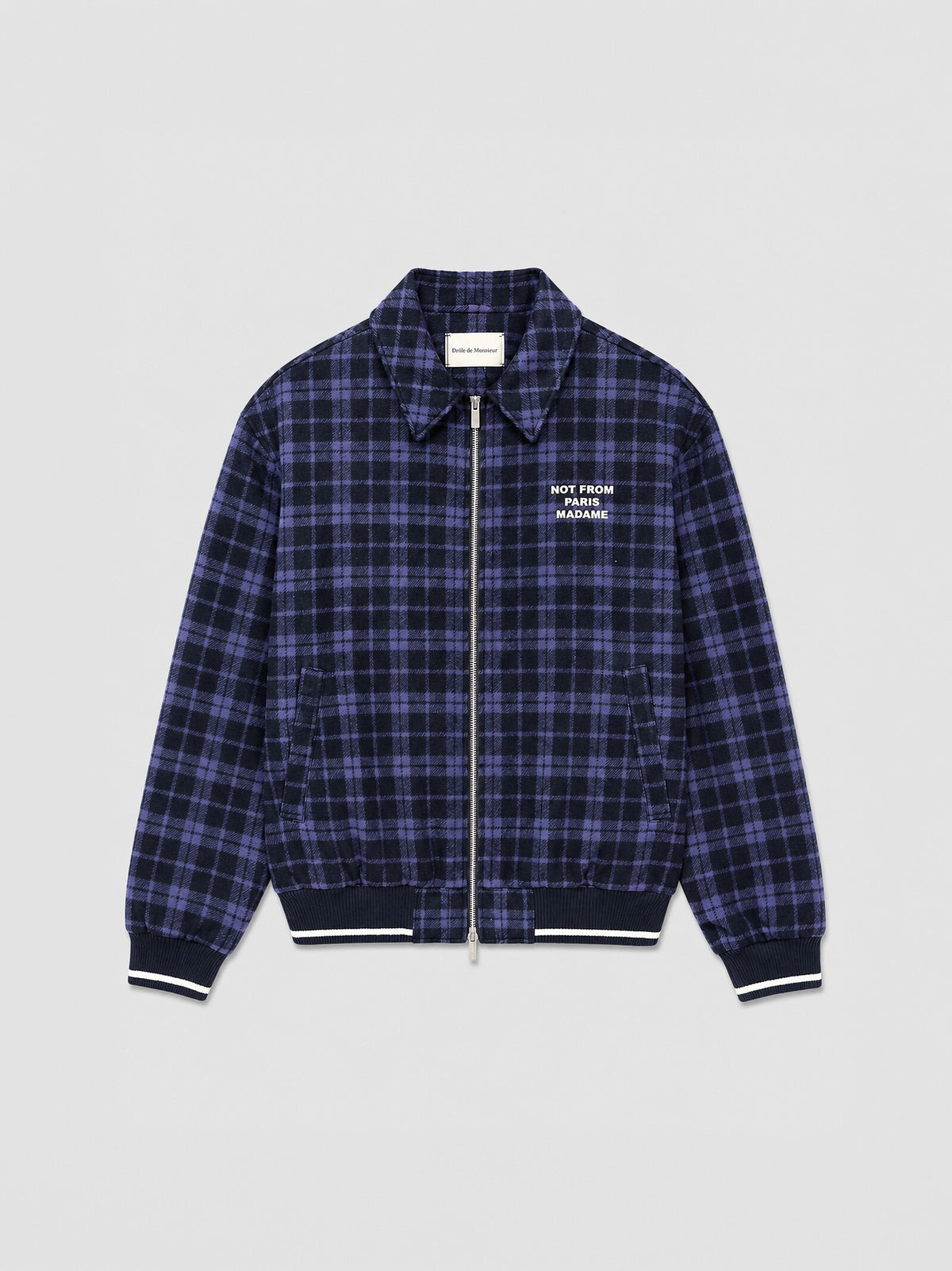 Check Flannel Jacket with Slogan