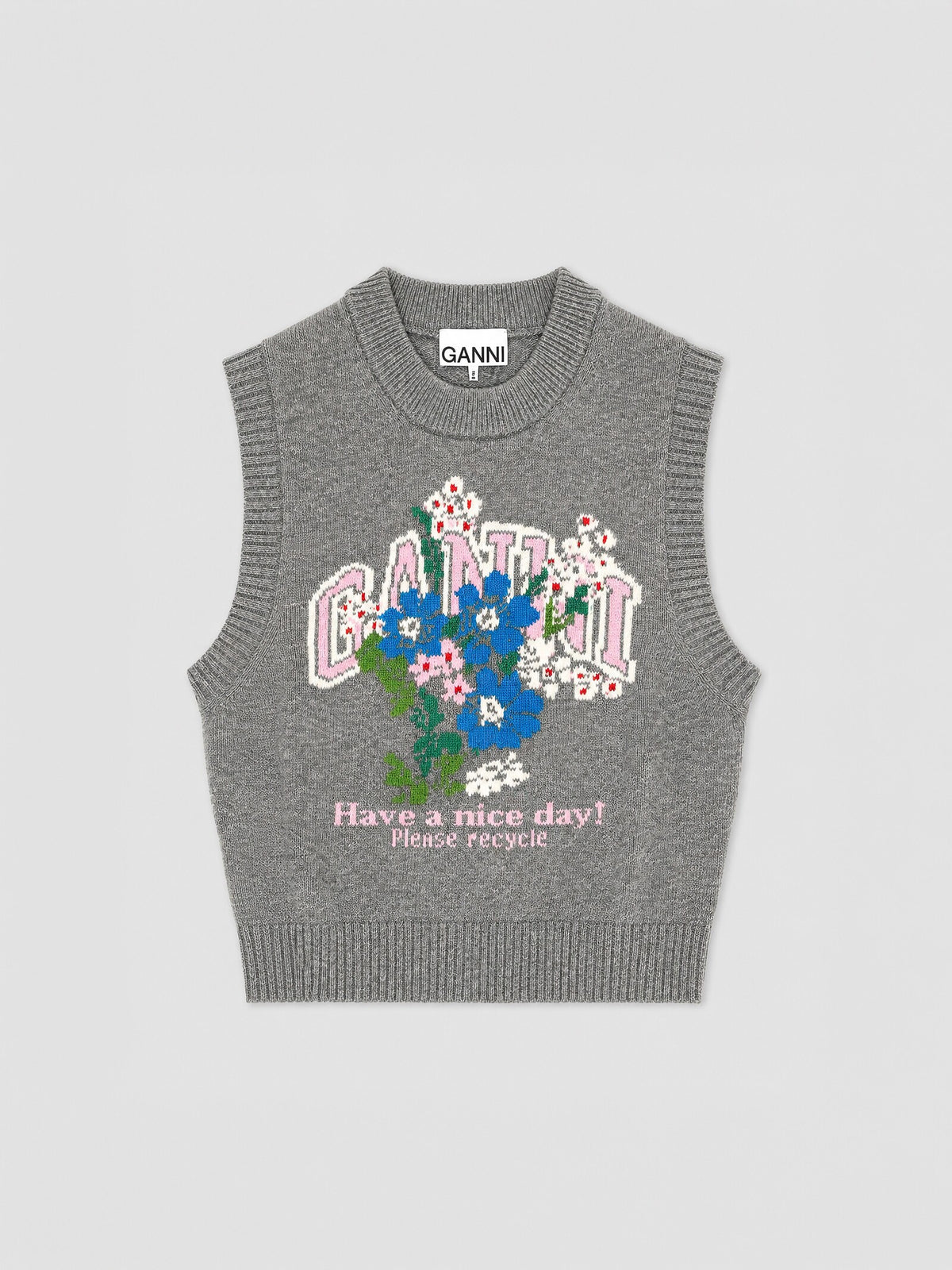 Knit Vest with Flowers
