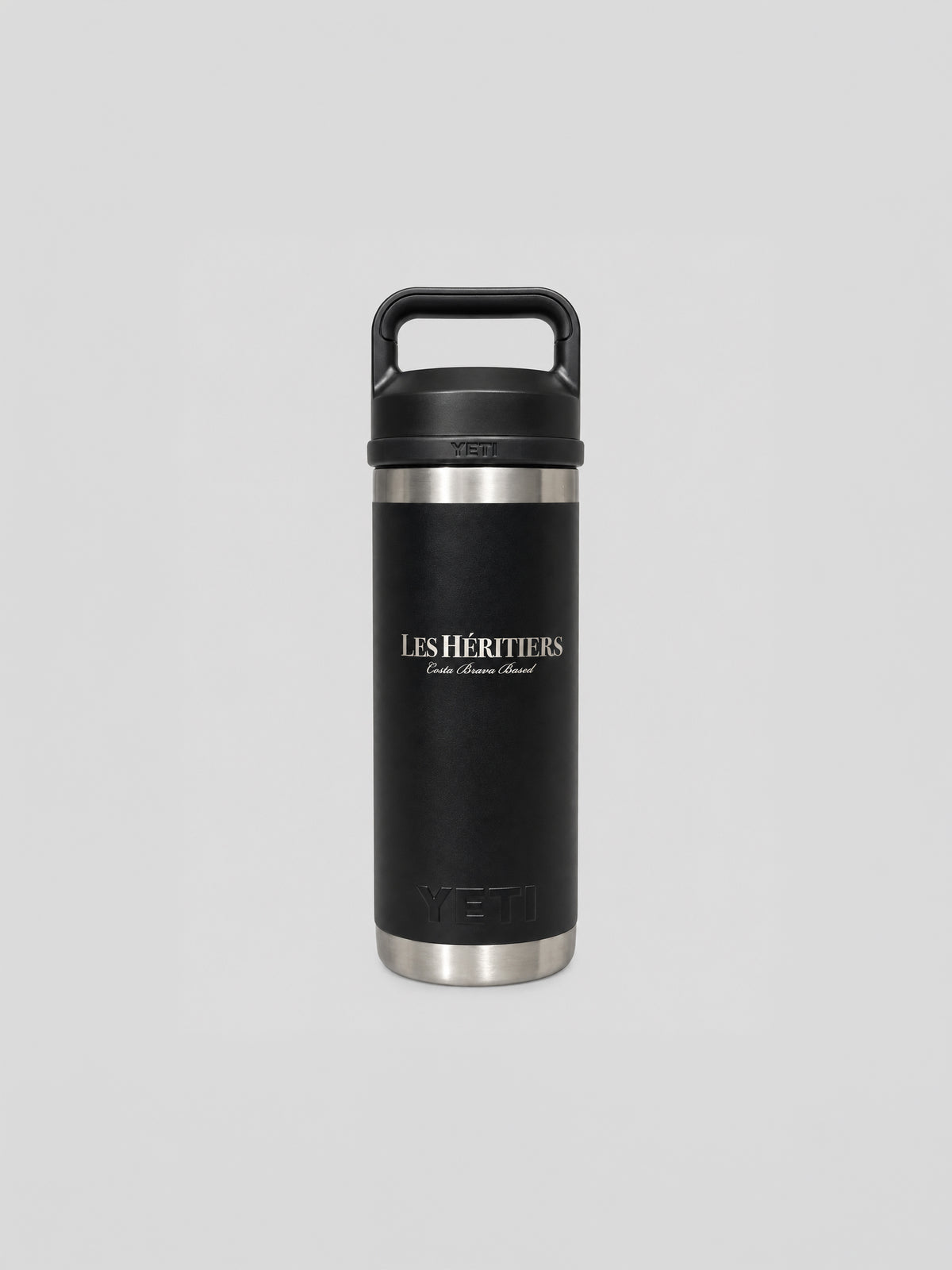 Botella YETI Rambler 18 oz Black edición Les Héritiers con grabados exclusivos en ambas caras