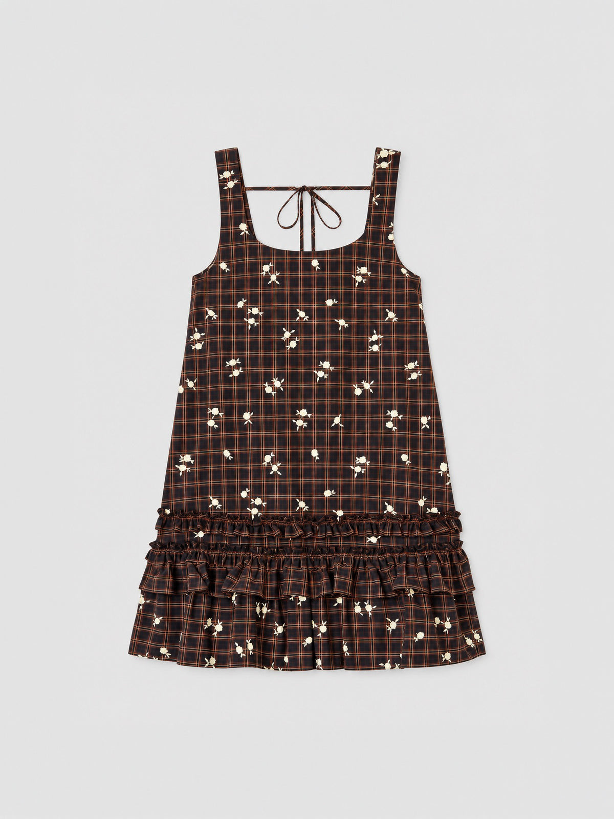 Dress in Floral Check de GANNI en Cappuccino para mujer