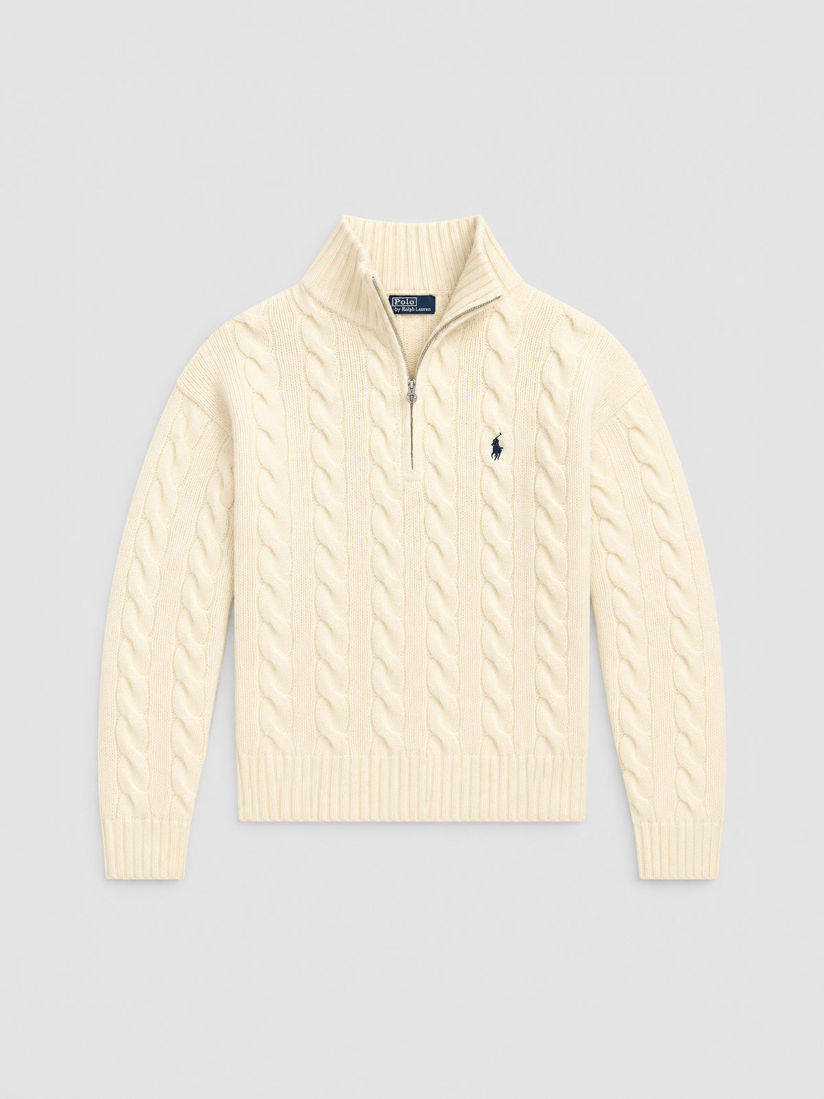 Jersey Cable Wool-Cashmere Half-Zip Jumper Polo Ralph Lauren en Authentic Cream