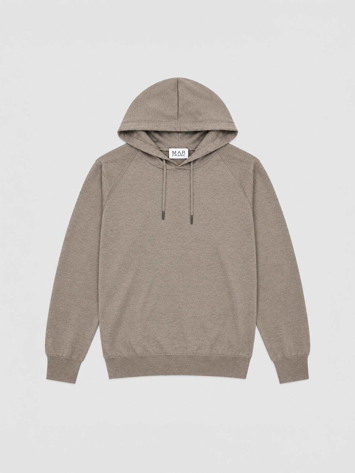 Sudadera Tecnica MARFRANC en Tortora con capucha y mezcla de Tencel, merino y seda