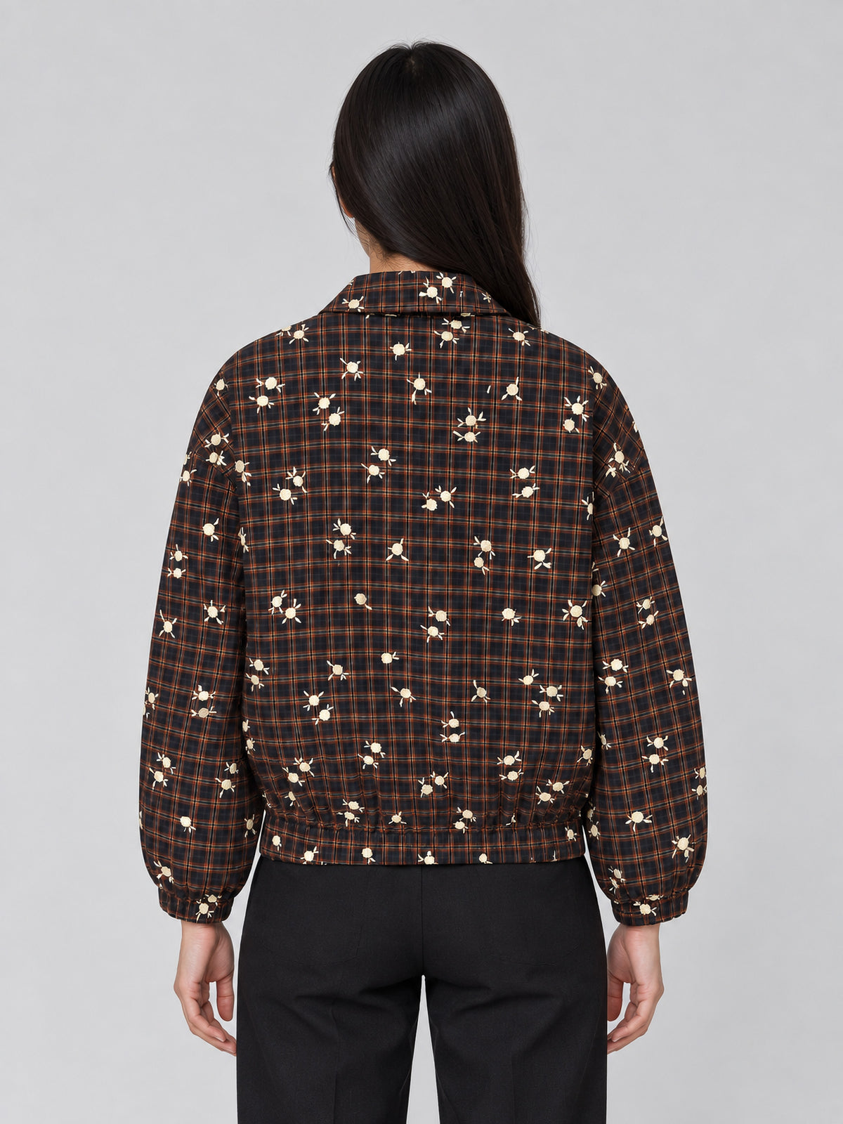 Bomber in Floral Check de GANNI en Cappuccino para mujer