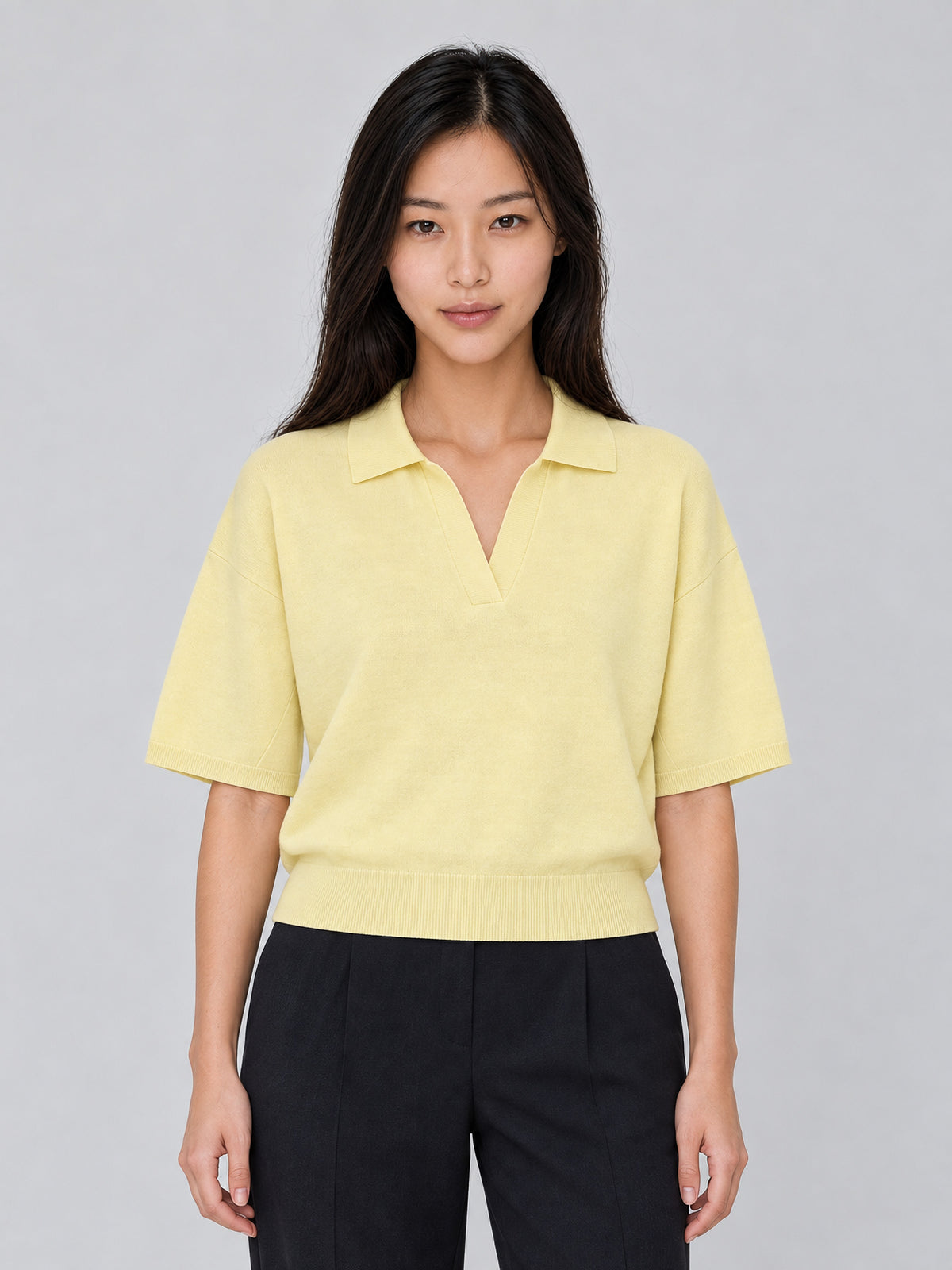 Polo Elton de Soeur en lana merino JAUNE PALE para mujer