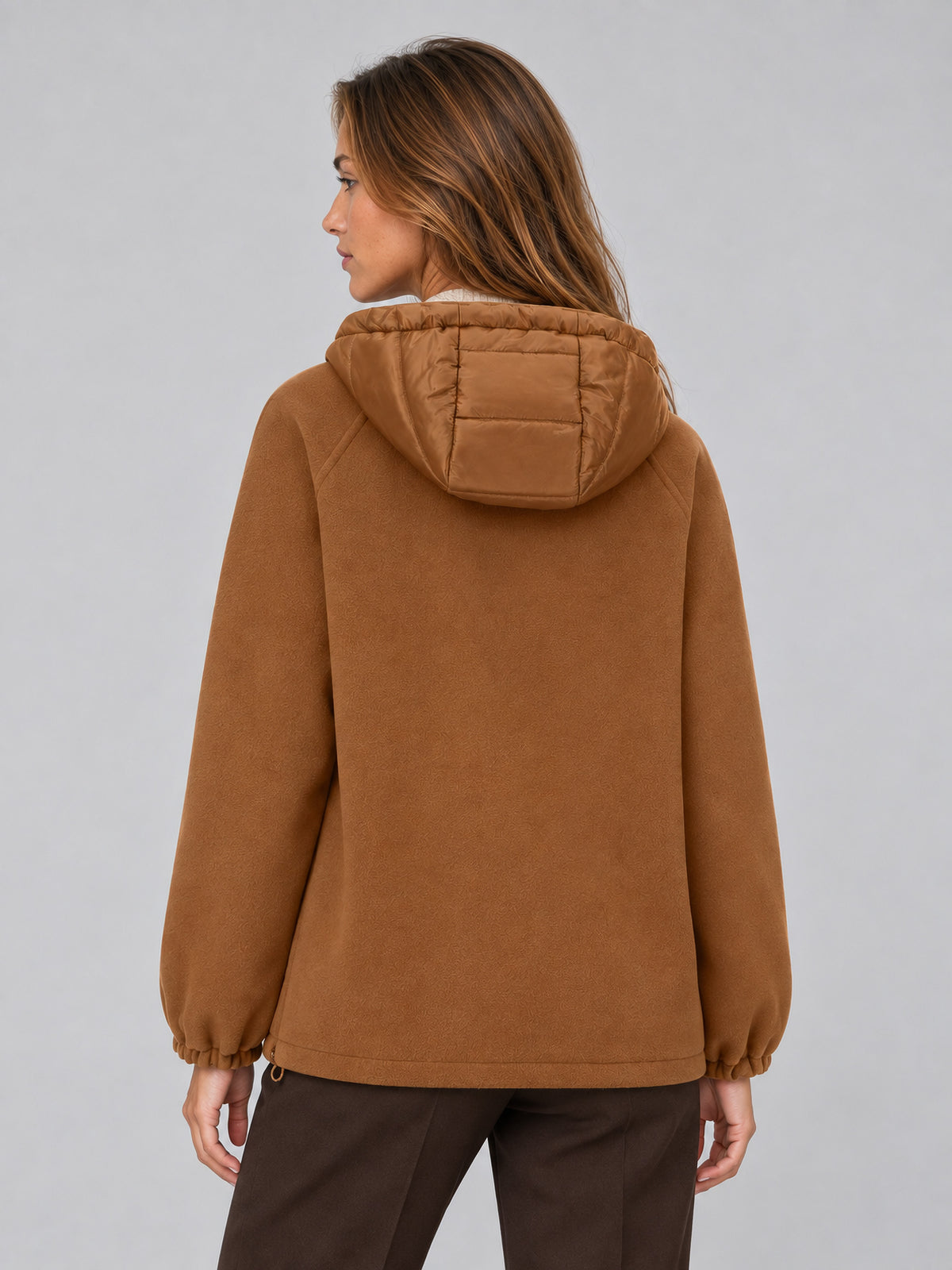 Chaqueta de lana con pechera desmontable Herno en color CAMMELLO para mujer