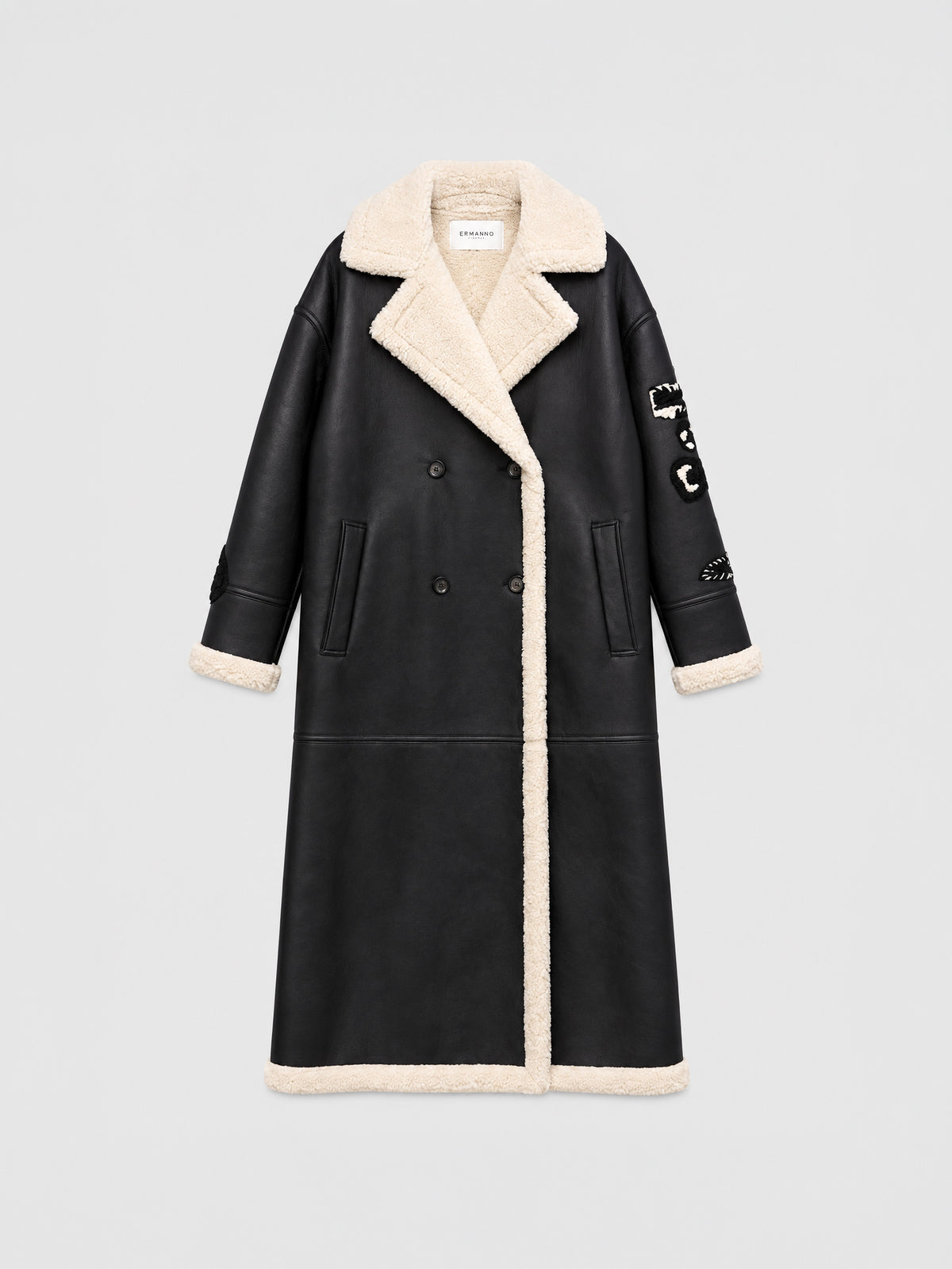 Abrigo de doble faz con efecto shearling ERMANNO Firenze en NERO para mujer