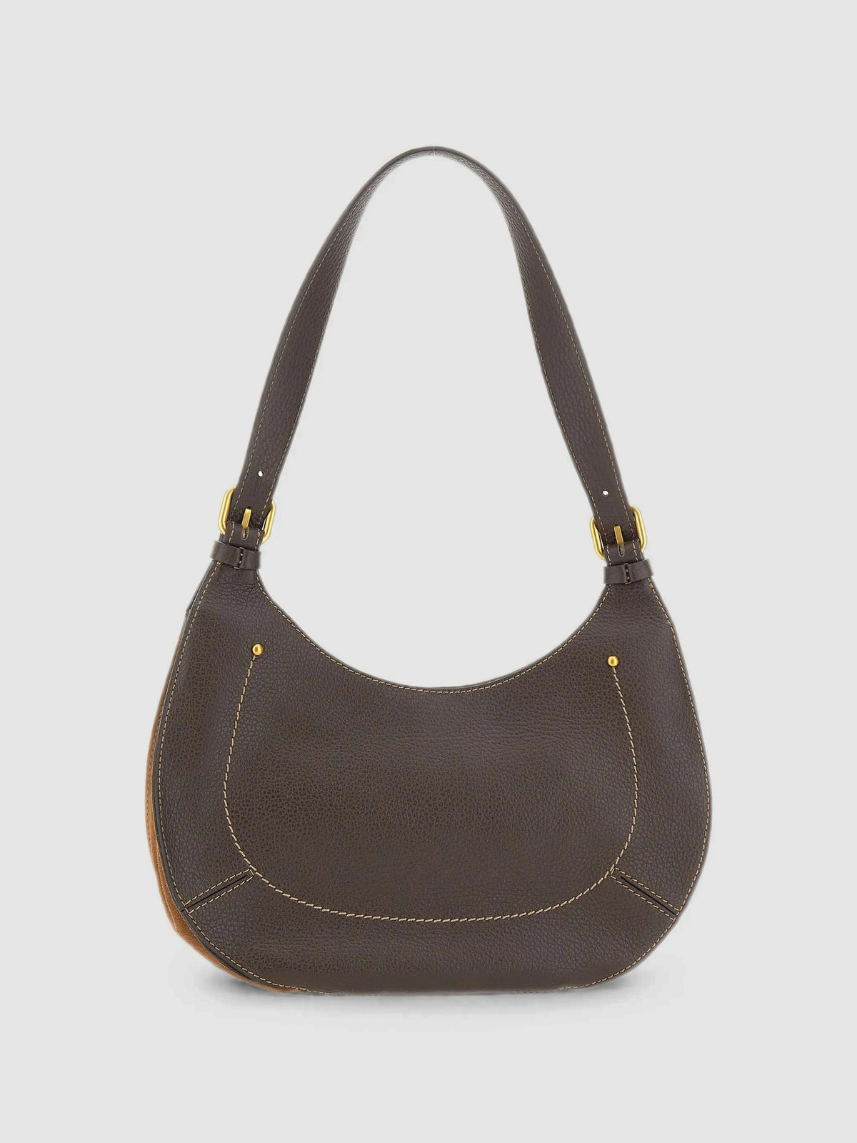 Bolso de hombro Gabry de Gianni Chiarini en Espresso-Cognac con piel martillada y paneles de ante