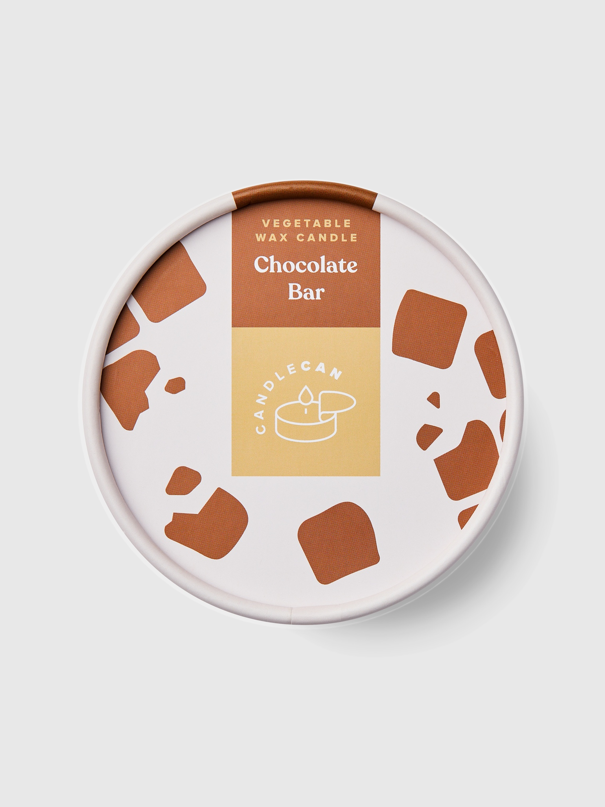 Vela CANDLEHAND Chocolate Bar Candle con relieve de chocolate en tableta en lata