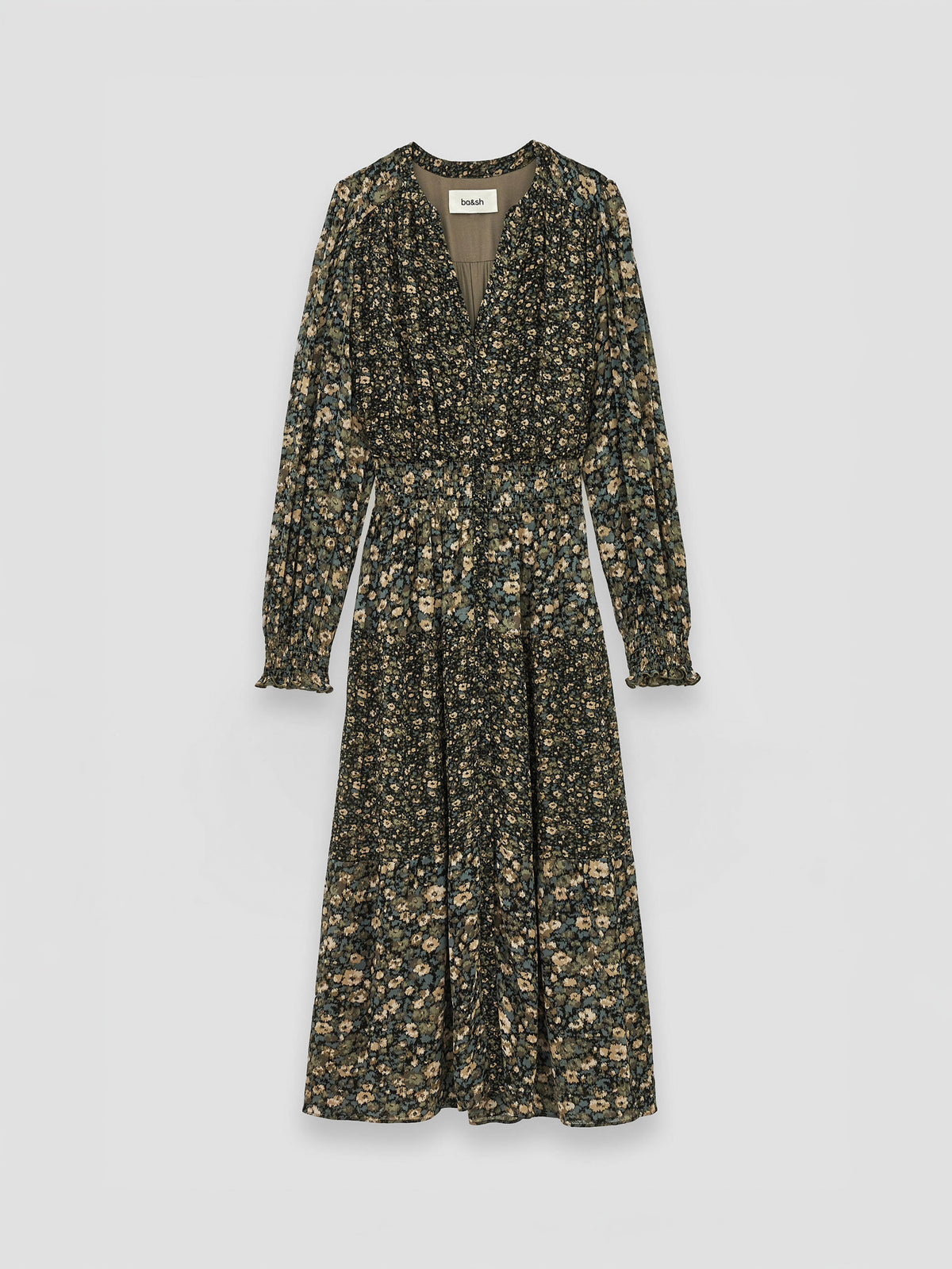 Vestido midi floral Kacy de ba&sh en color Kaki