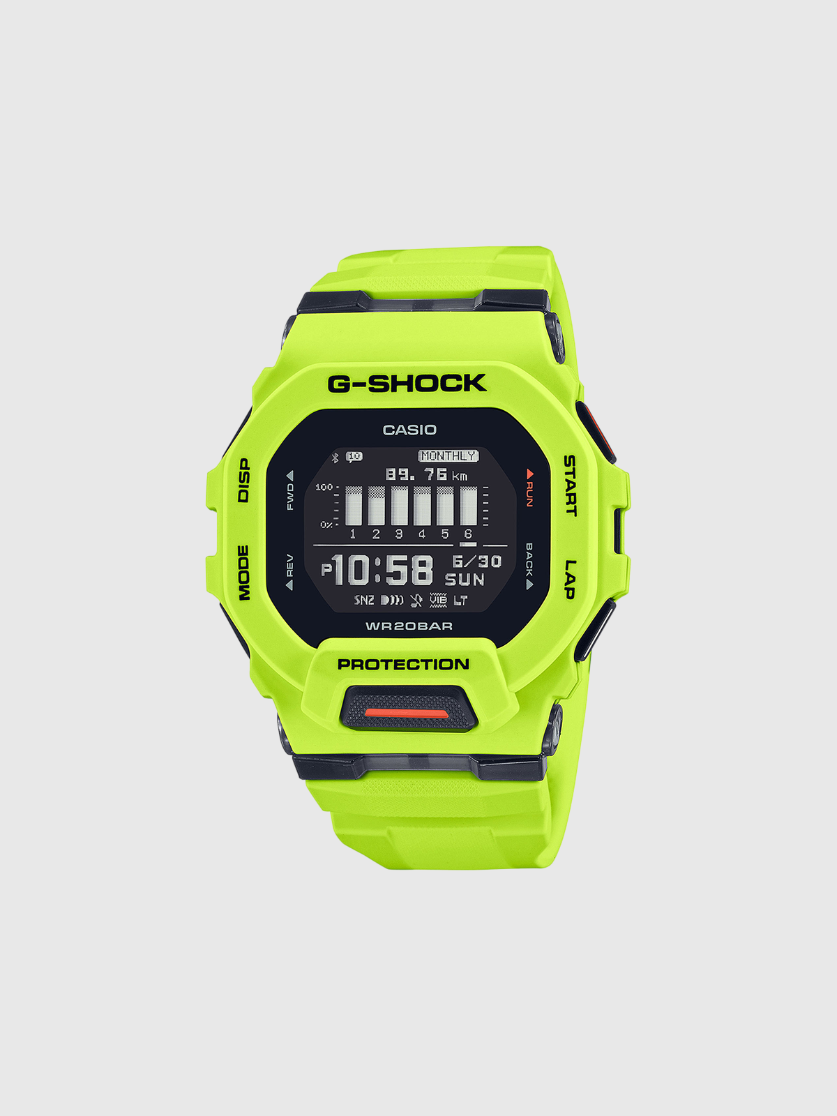 Reloj G-SHOCK deportivo Yellow fluorescente con pantalla digital MIP y correa de resina