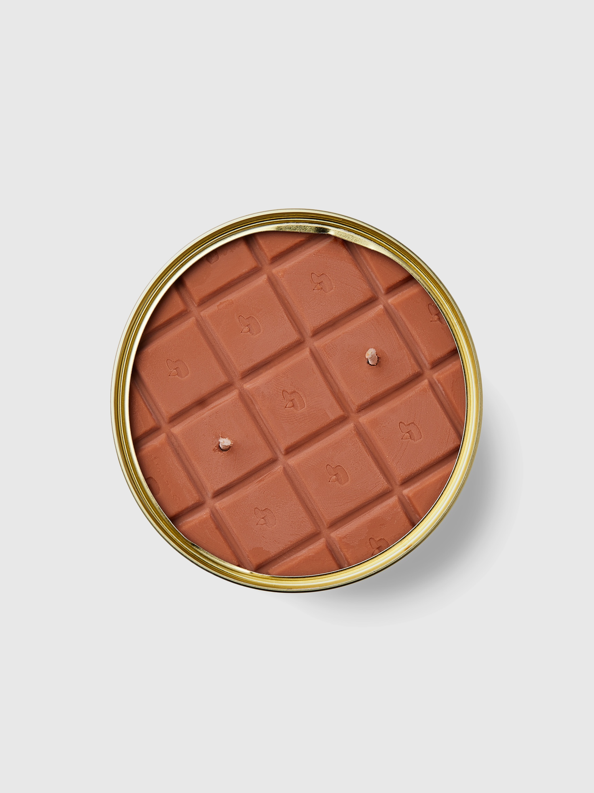 Vela CANDLEHAND Chocolate Bar Candle con relieve de chocolate en tableta en lata