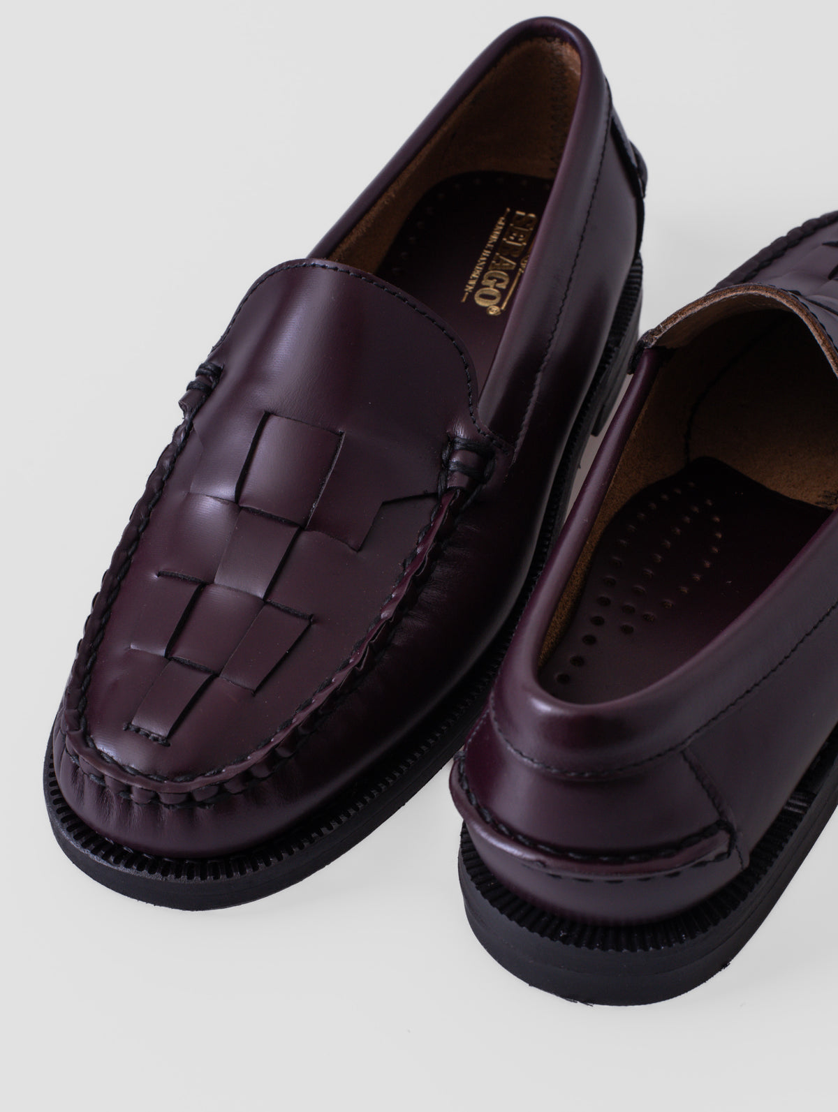 SEBAGO FRANK BRAIDED WOMAN, BROWN BURGUNDY, mujer: mocasín
