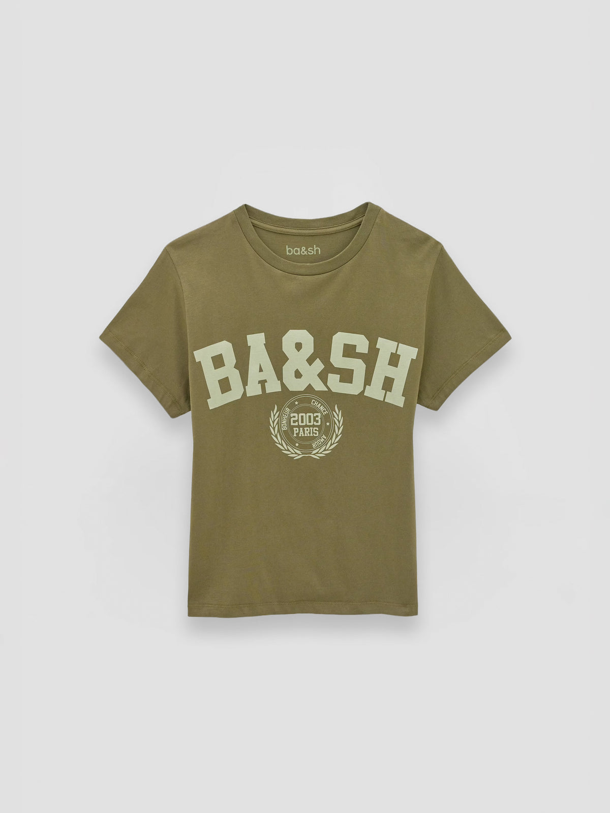 Camiseta de algodón Ioni de ba&sh en Kaki con logo delantero