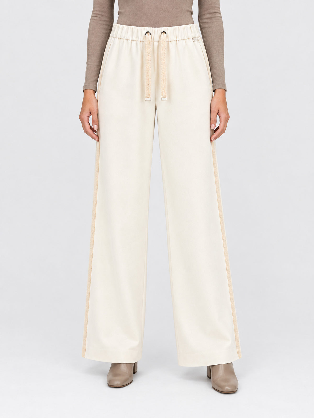 Pantalón efecto franela Herno en color MILK para mujer