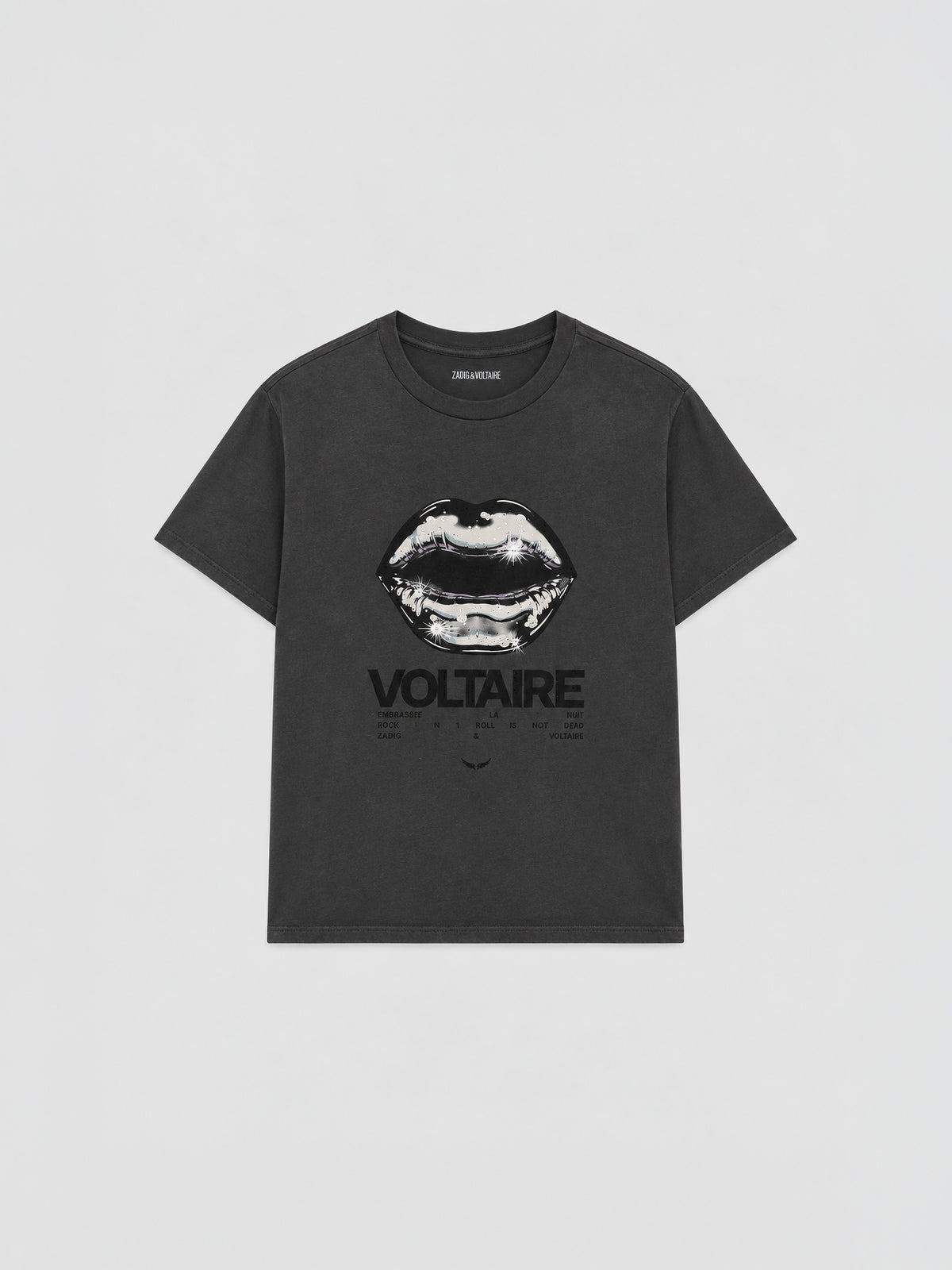 Camiseta Tommer HC Tour Lips Strass Zadig&Voltaire en Carbone