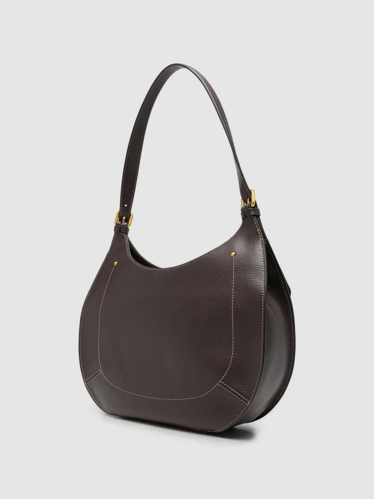 Bolso de hombro Gabry de Gianni Chiarini en Nero-Moka de piel martillada negra y laterales de ante marrón