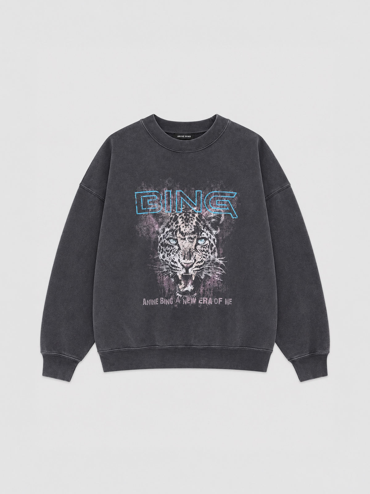 Miles Sweatshirt Leopard Muse de Anine Bing en Washed Black