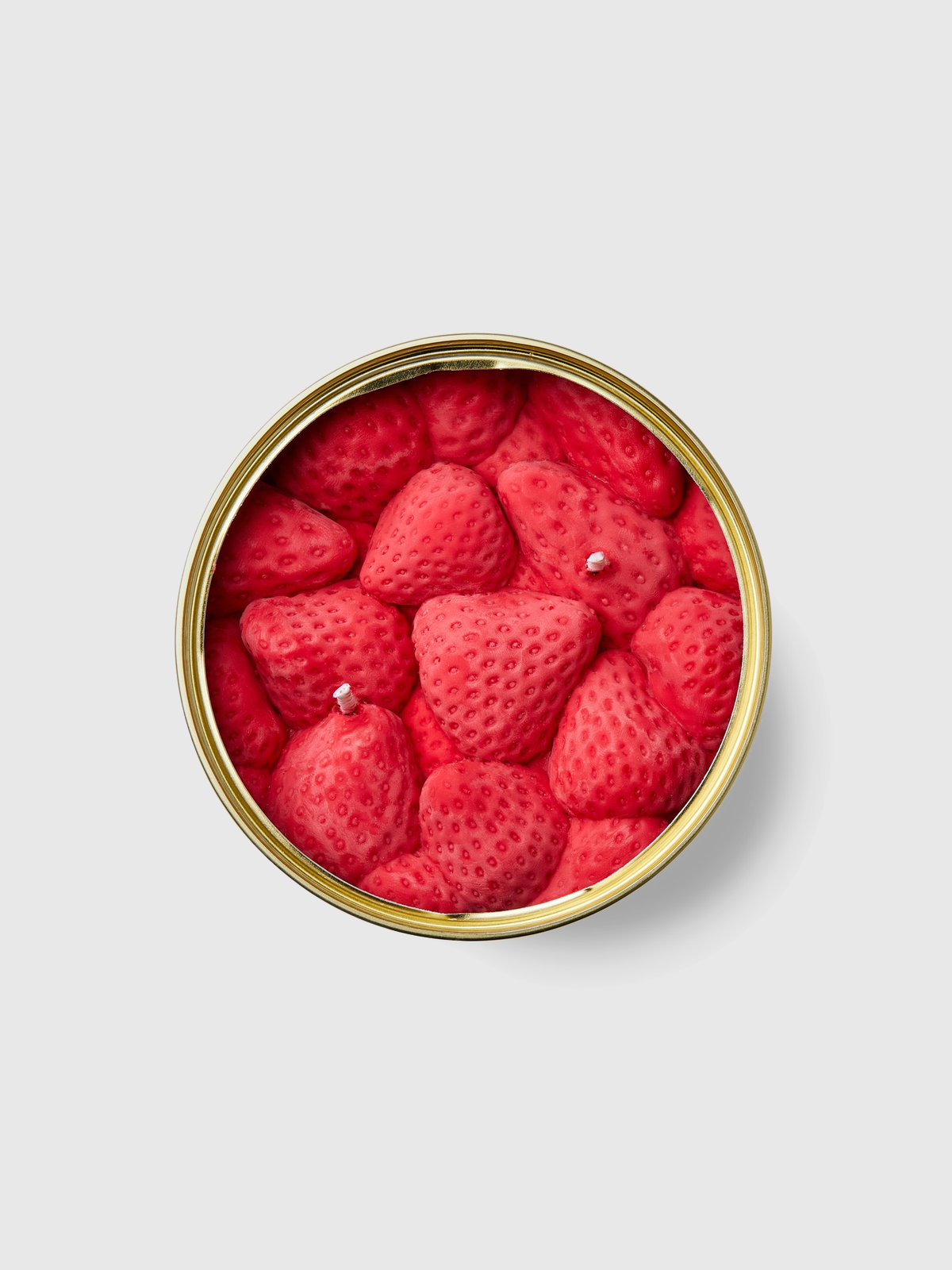 Vela CANDLEHAND Ripe Strawberries Candle con relieve de fresas maduras en lata