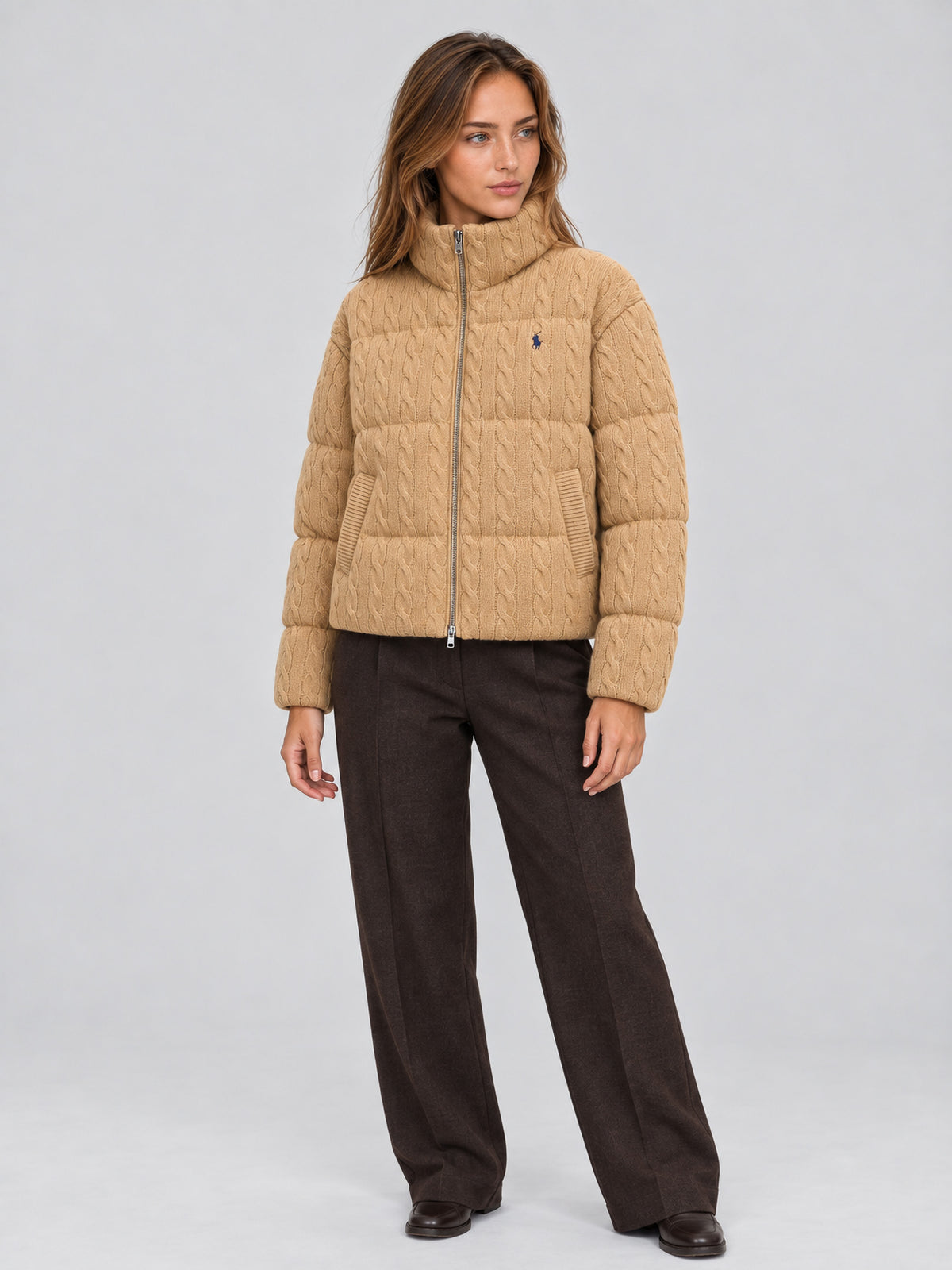 Chaqueta Cable Wool-Cashmere Puffer de Polo Ralph Lauren en camel