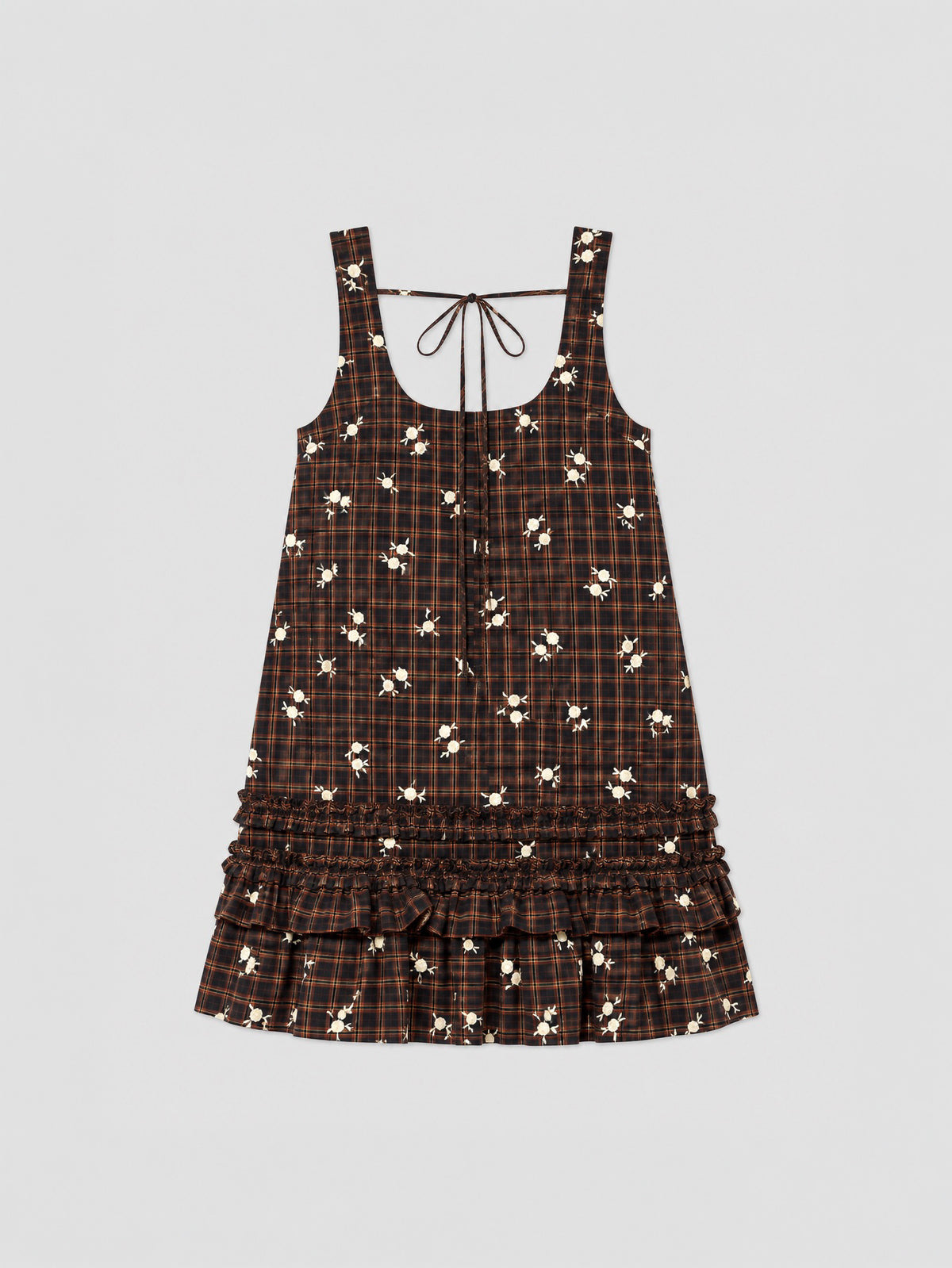 Dress in Floral Check de GANNI en Cappuccino para mujer