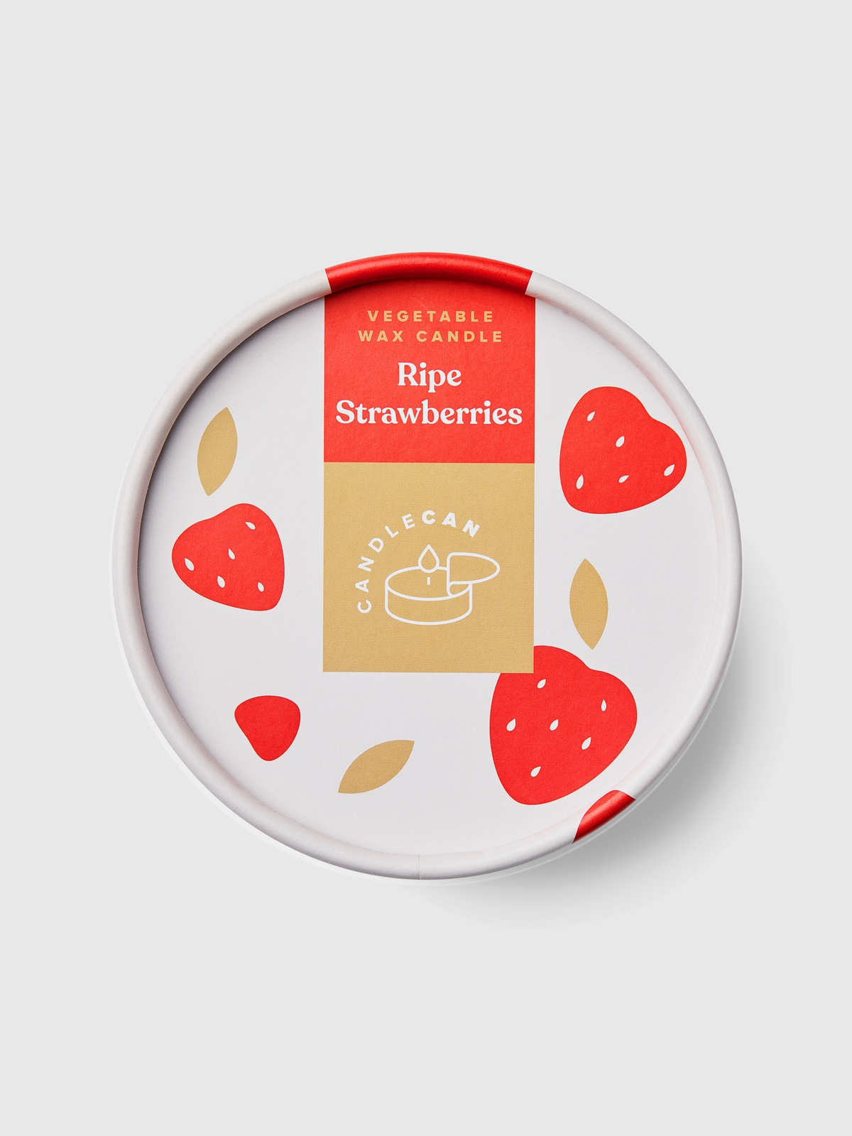 Vela CANDLEHAND Ripe Strawberries Candle con relieve de fresas maduras en lata