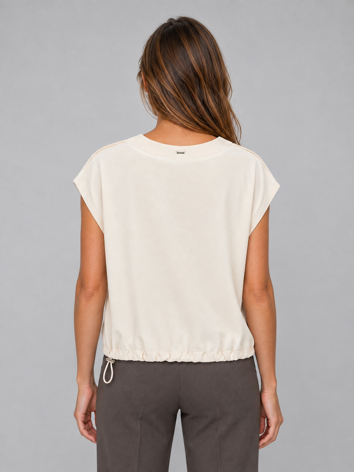 Top efecto franela Herno en color MILK para mujer