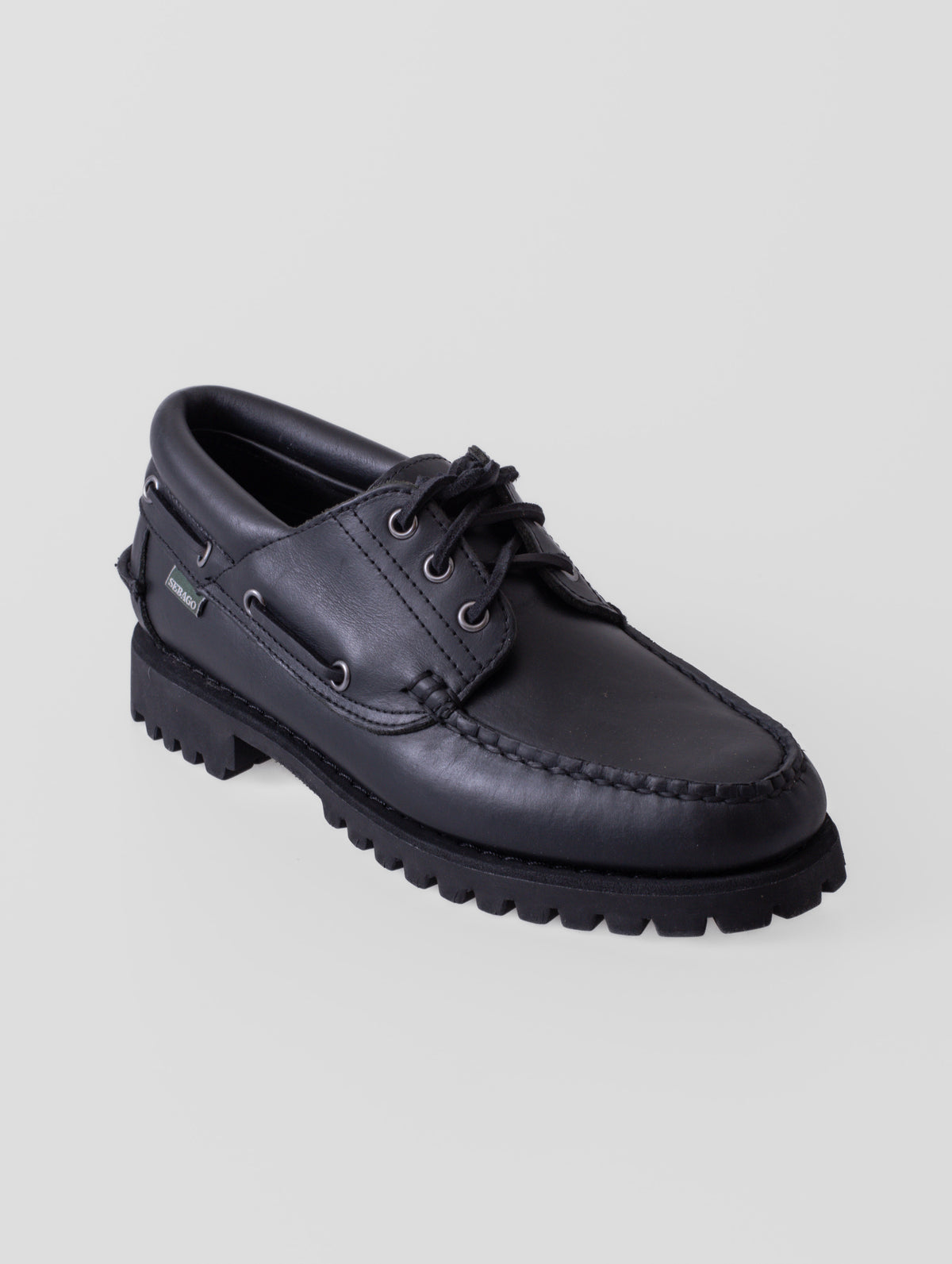 SEBAGO ACADIA WAXY, TOTAL BLACK, hombre: mocasín náutico