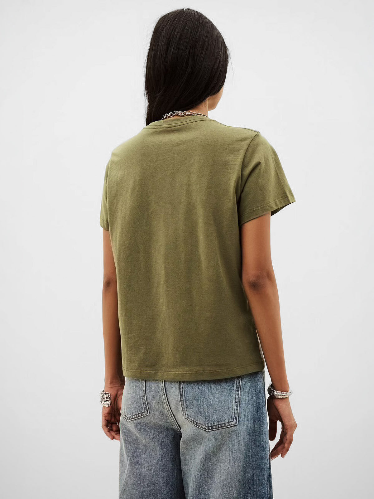 Camiseta de algodón Ioni de ba&sh en Kaki con logo delantero