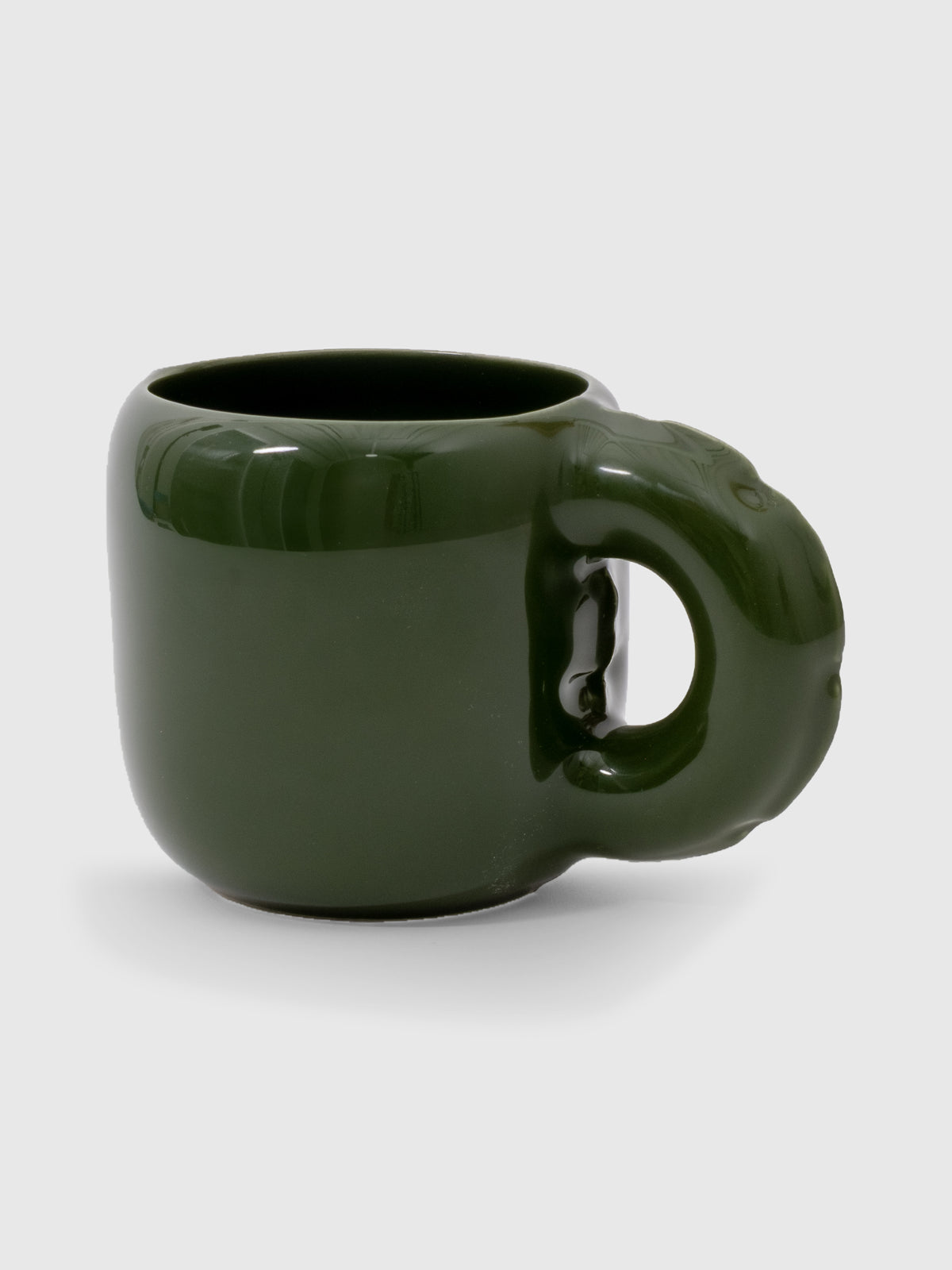 Home Studyo Gaston Gloss Moss, taza de cerámica con asa redondeada, acabado brillante