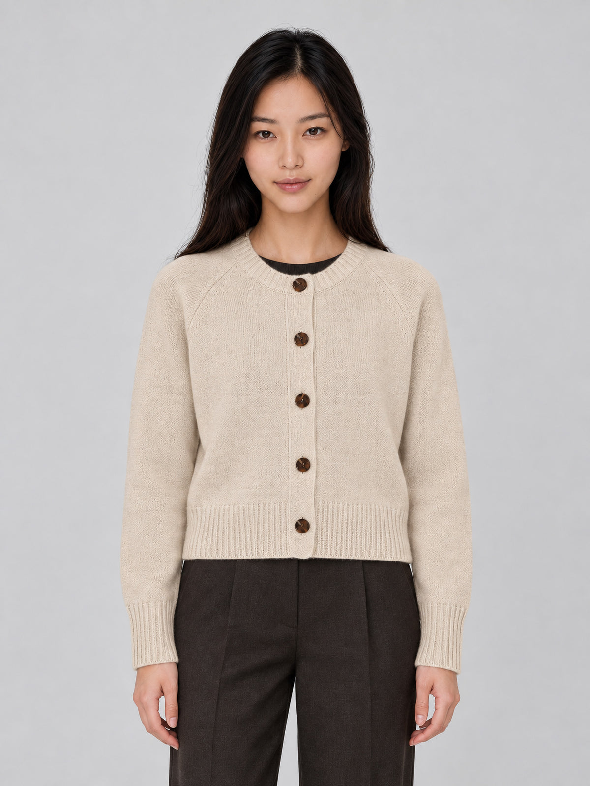 Cárdigan Virginia de Soeur en lana merino ECRU CHINE para mujer
