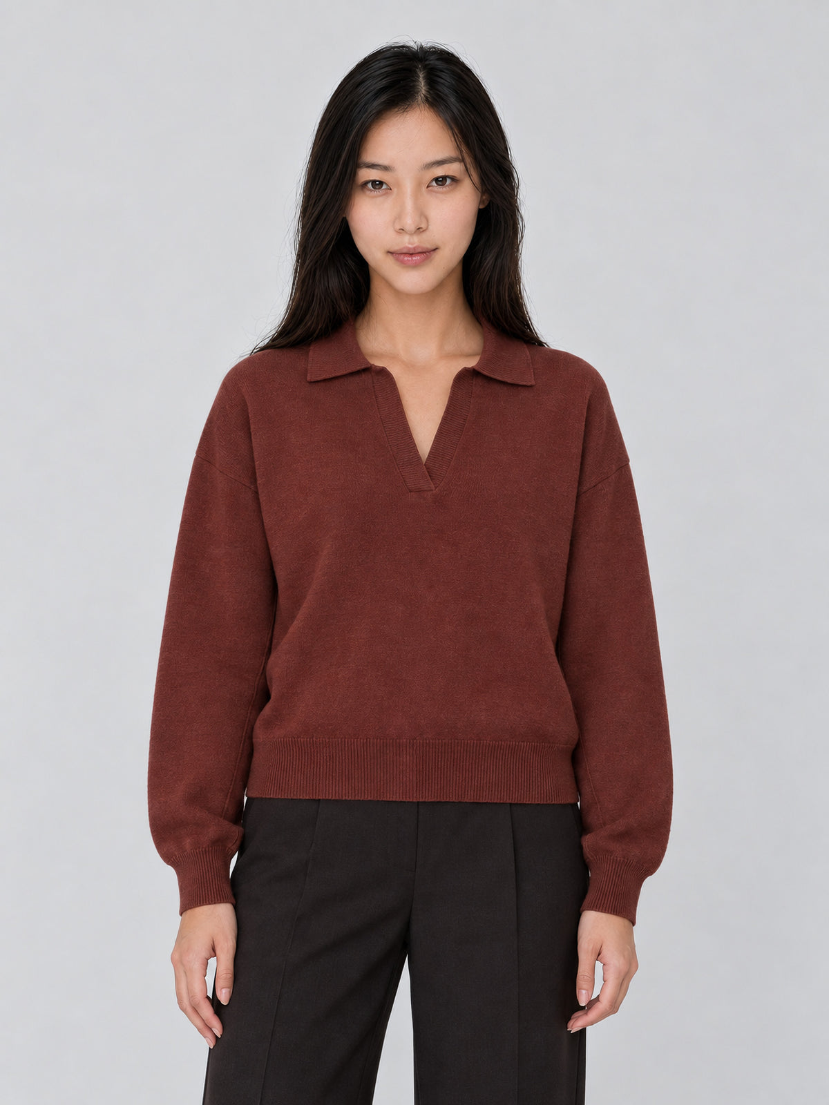Polo Fleming de Soeur en lana merino ACAJOU para mujer