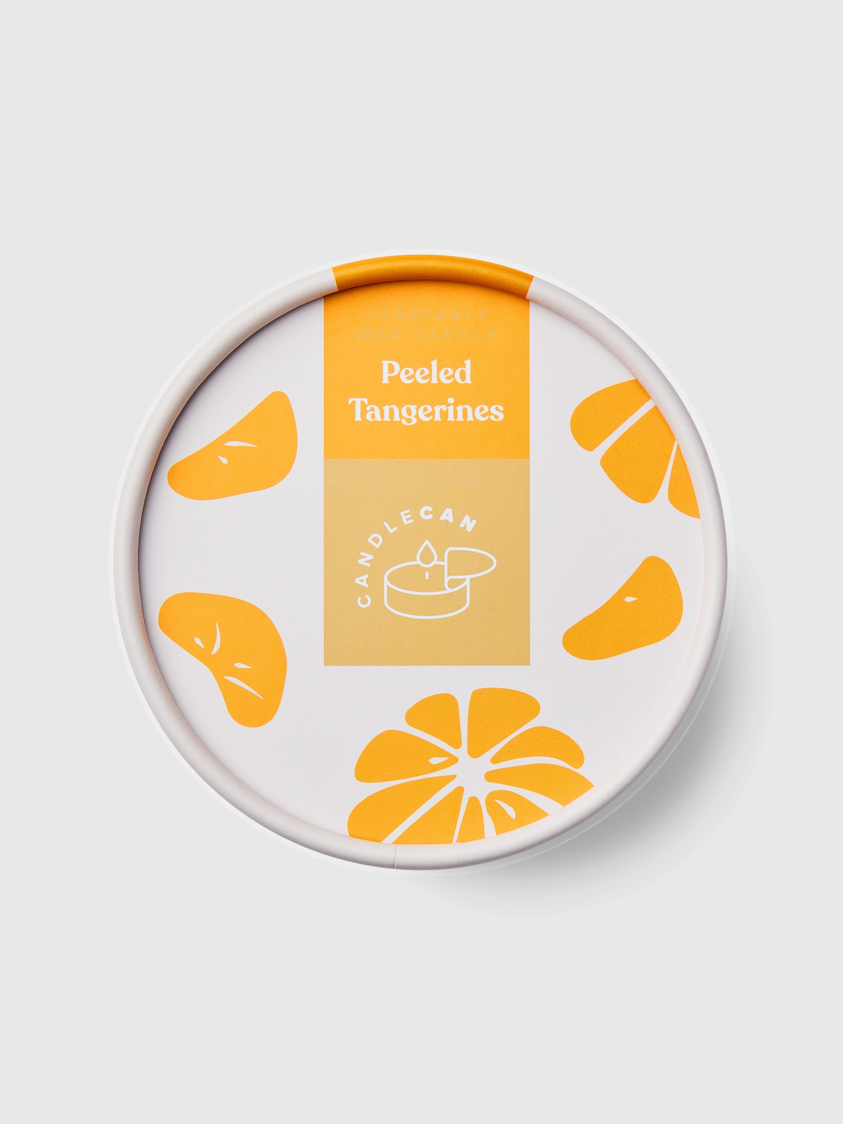 Vela CANDLEHAND Peeled Tangerines Candle con relieve de gajos de mandarina en lata