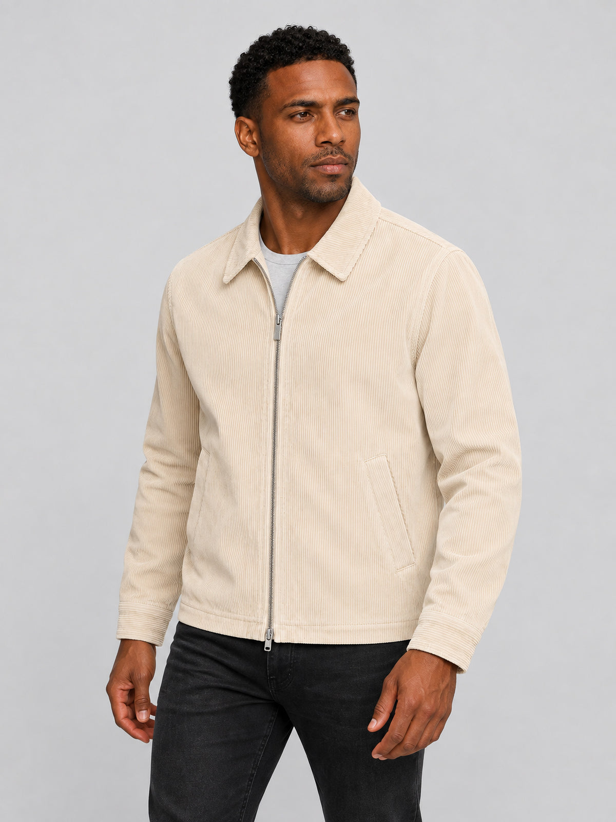 Chaqueta Corduroy Zipper Coach de Les Deux en Ivory