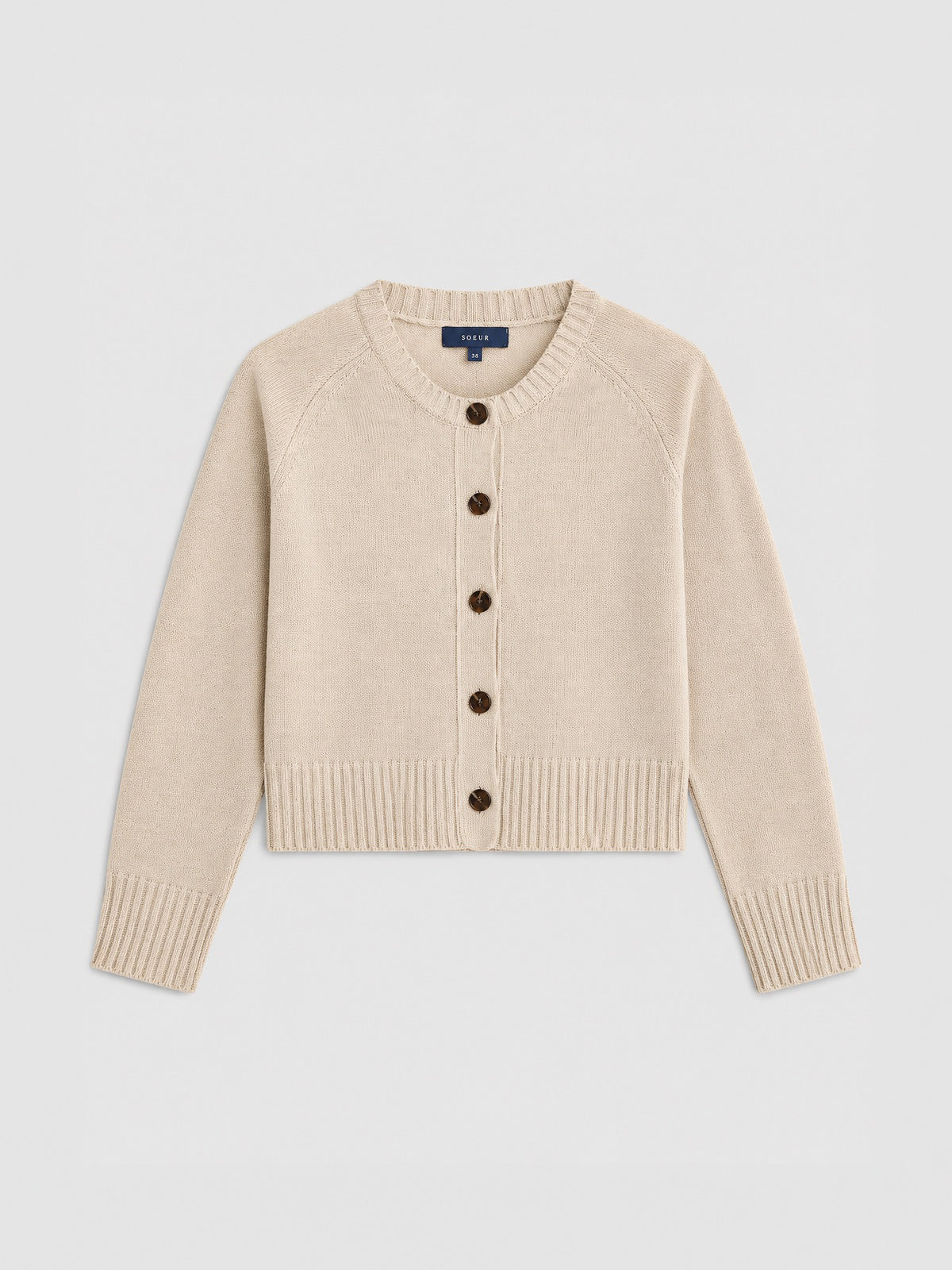 Cárdigan Virginia de Soeur en lana merino ECRU CHINE para mujer