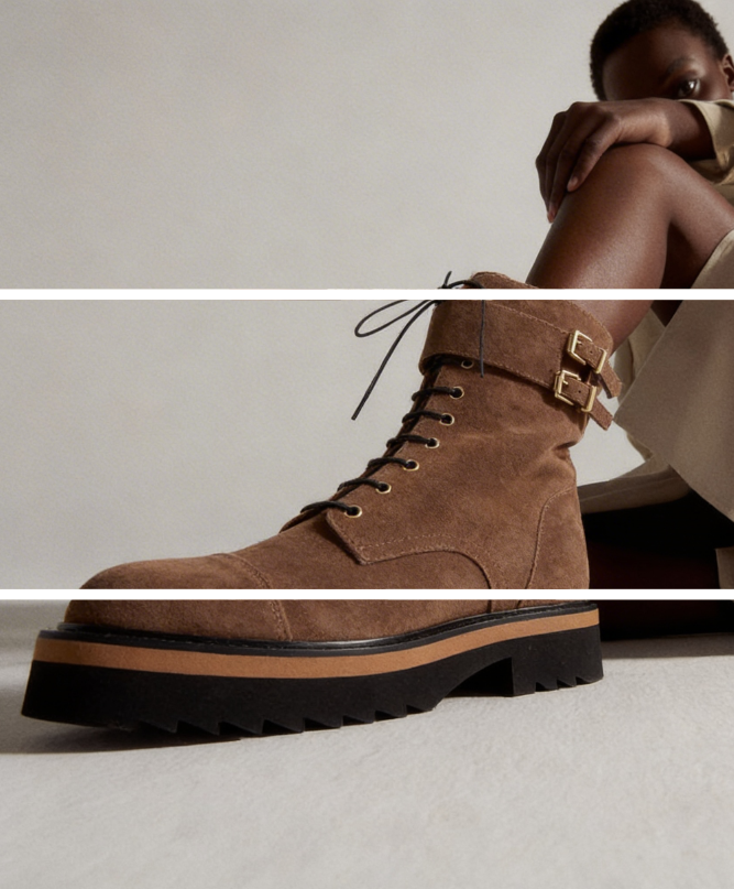 Botas con carácter Via Italia 5 Belle Vie de piel marrón, con detalles de hebillas doradas. Estilo robusto y elegante para mujer, ideal para el invierno y la temporada de rebaixes.