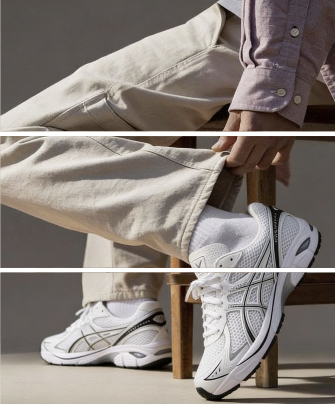 Sneakers deportivas para hombre GT 2160 de Asics, diseñadas para el frío, con tecnología de soporte y tracción en condiciones invernales. Color blanco y detalles en gris y negro.