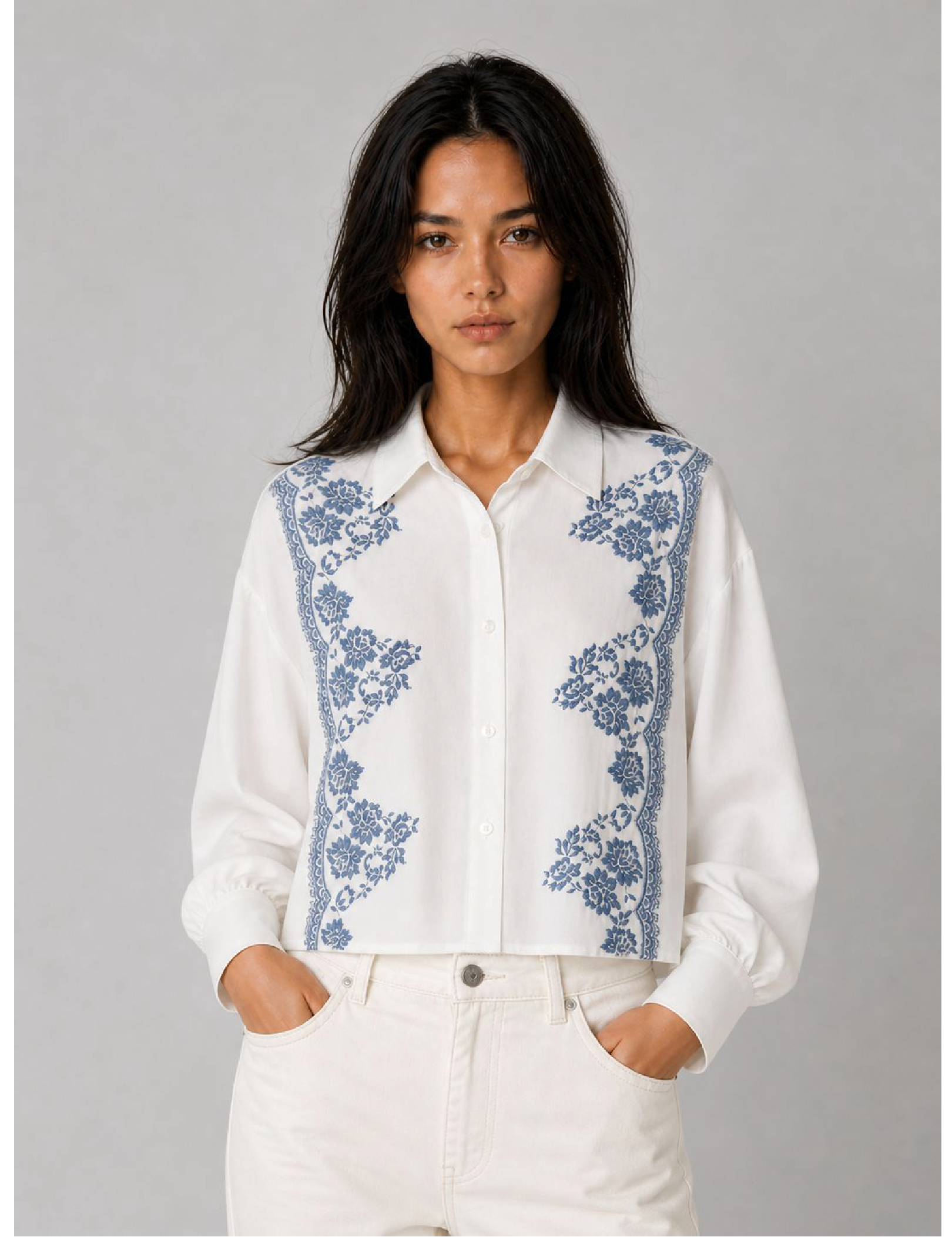 Camisa de encaje floral Ermanno Firenze en color blanco para mujer