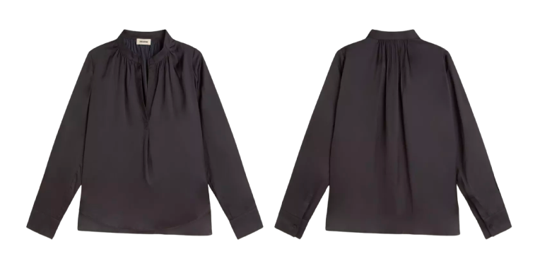 Blusa de manga larga con cuello en V de Zadig & Voltaire en color negro, elegante y sofisticada para mujer.